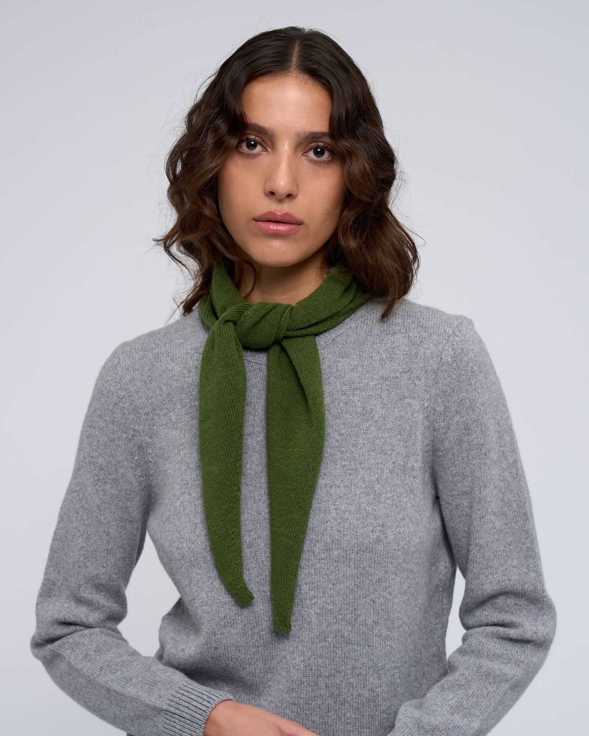 Cashmere Triangle Scarf - Basil Green
