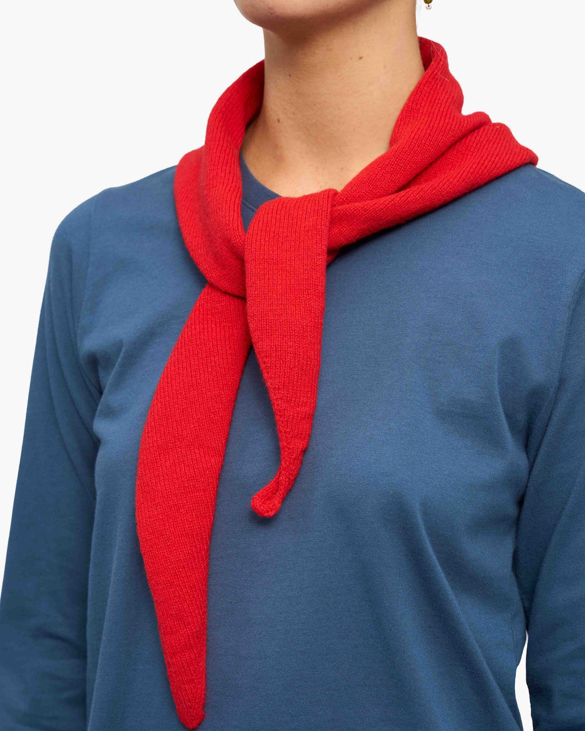 Merino Wool Triangle Scarf - Red Tangerine