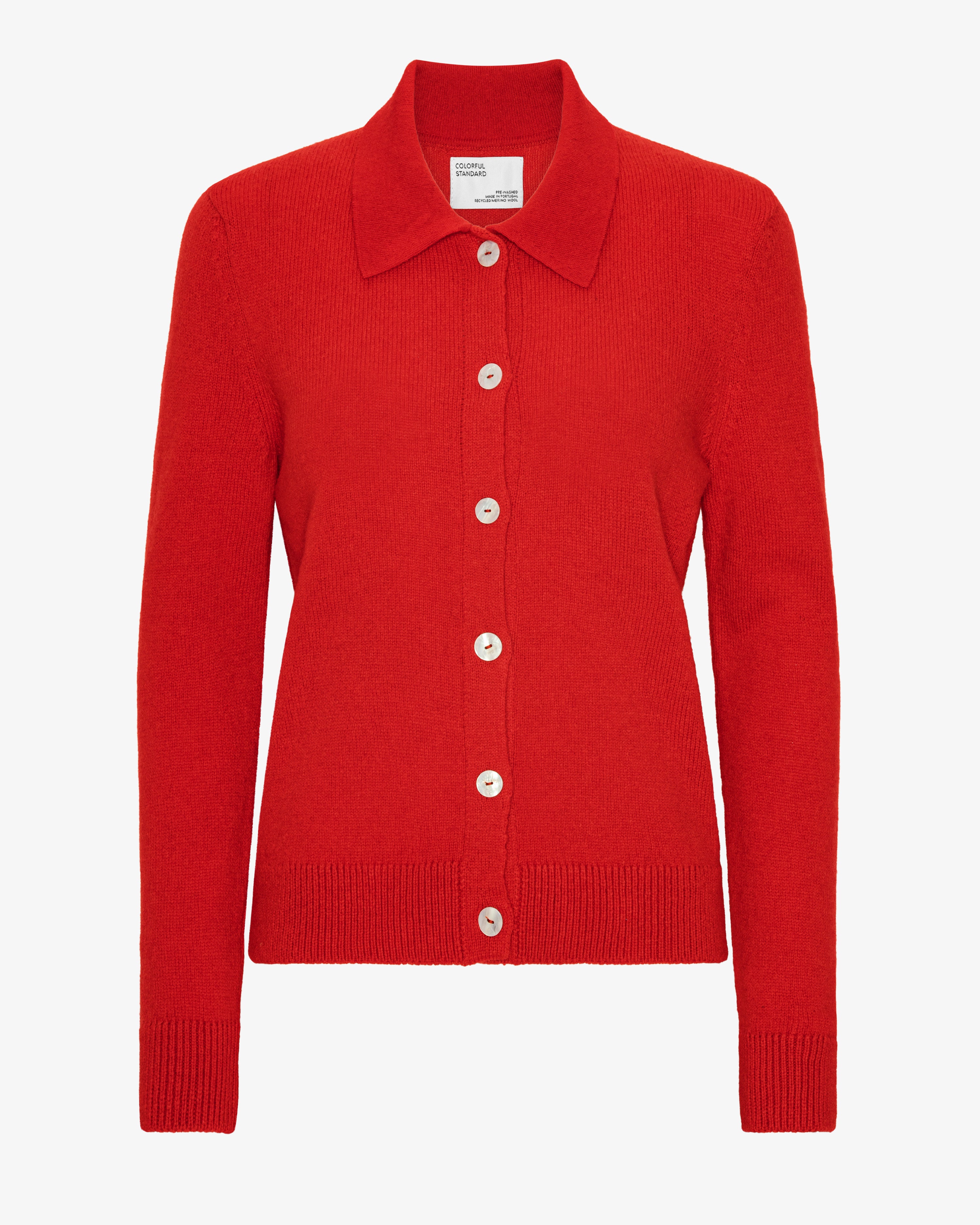 Women Merino Wool Collar Cardigan - Red Tangerine – Colorful Standard