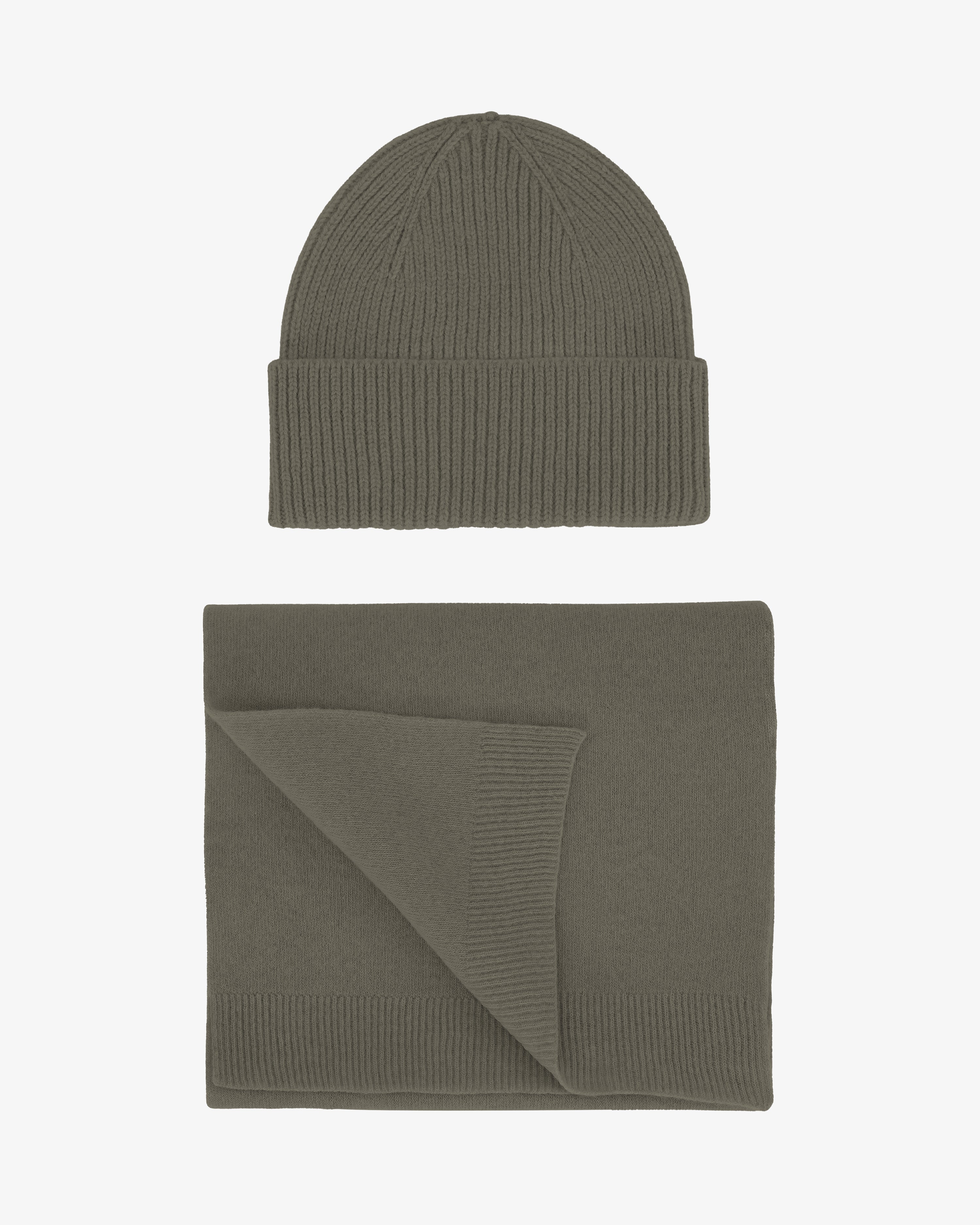 Merino Wool Beanie & Scarf - Dusty Olive
