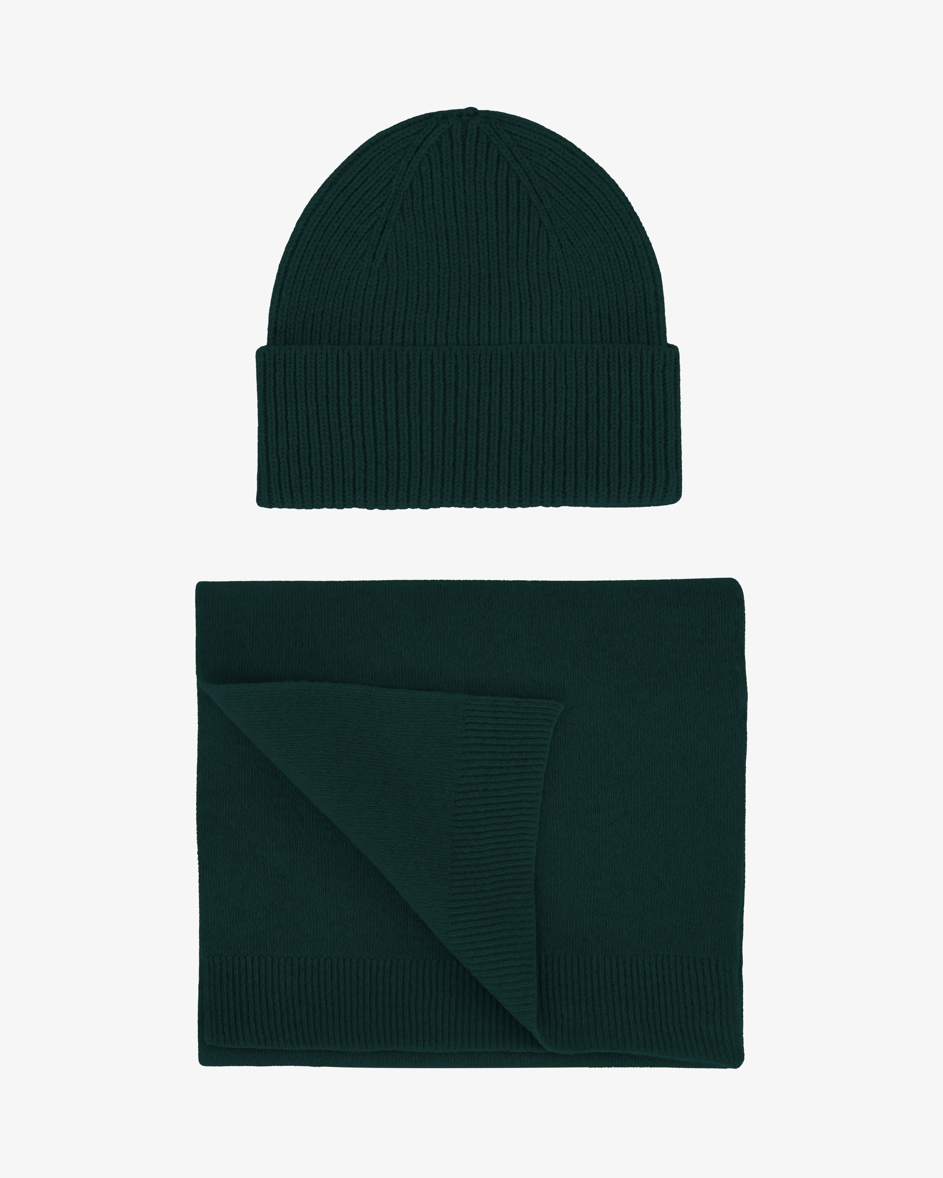 Merino Wool Beanie & Scarf - Emerald Green