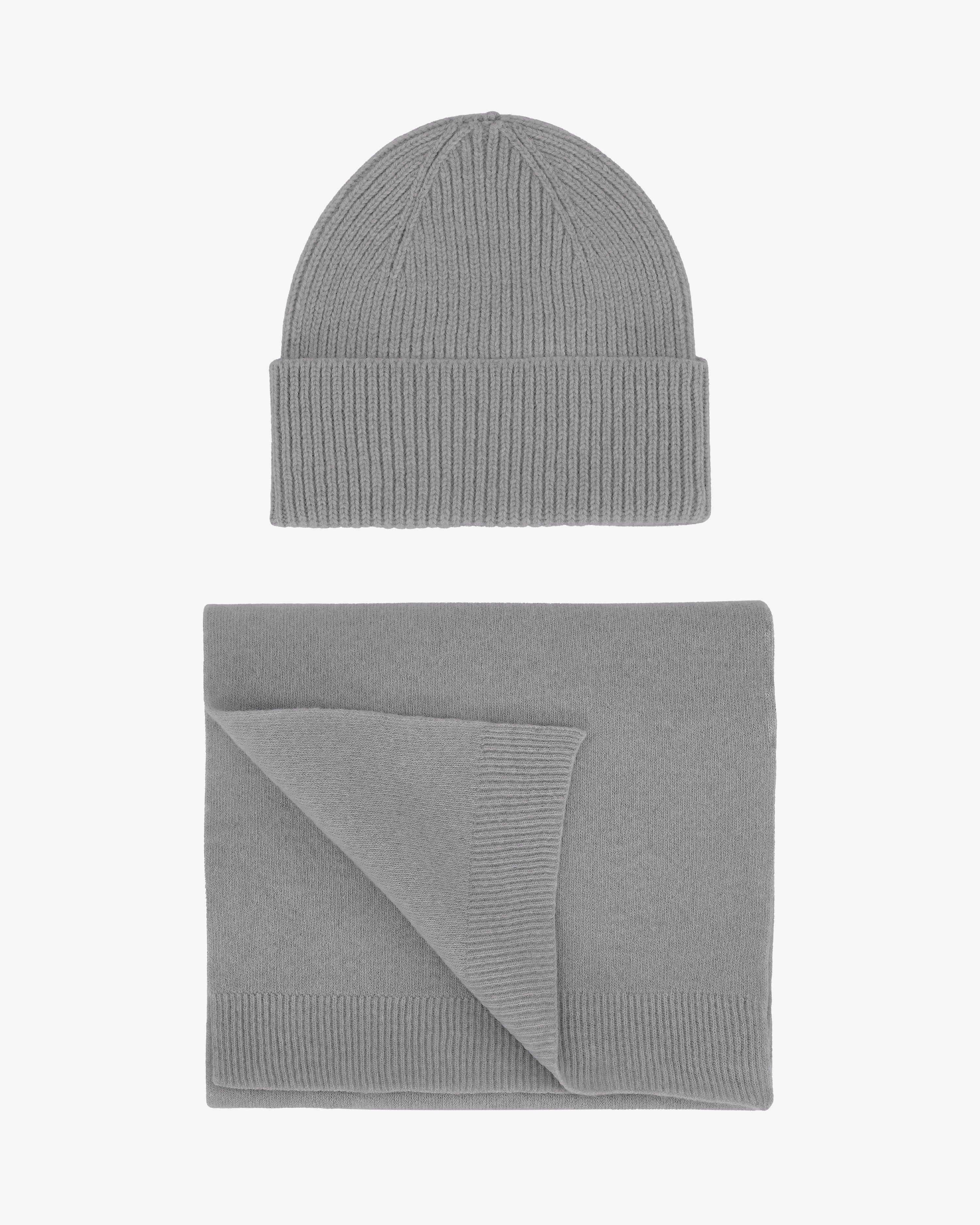 Merino Wool Beanie & Scarf - Heather Grey