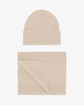 Merino Wool Beanie & Scarf - Ivory White