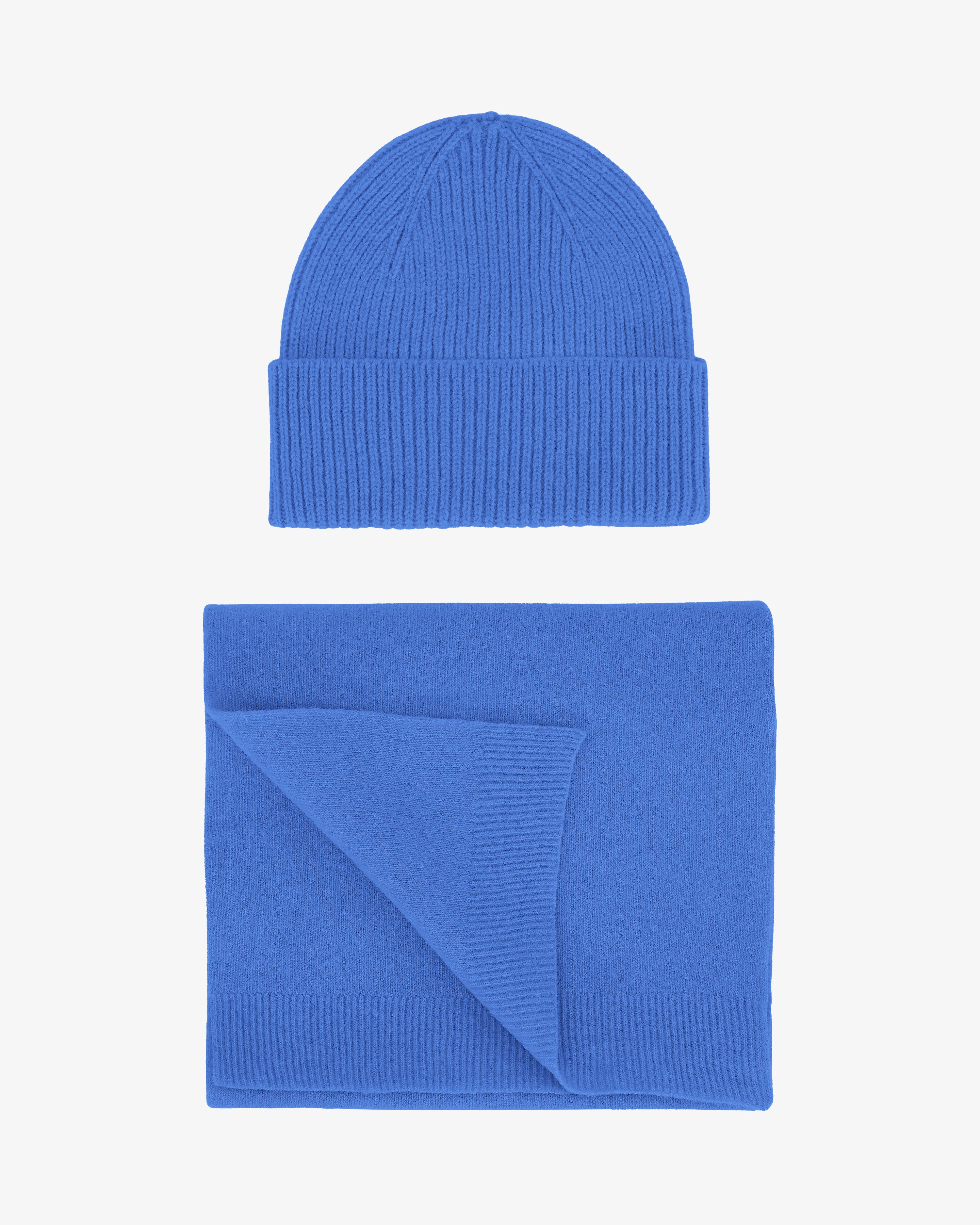 Merino Wool Beanie & Scarf - Pacific Blue