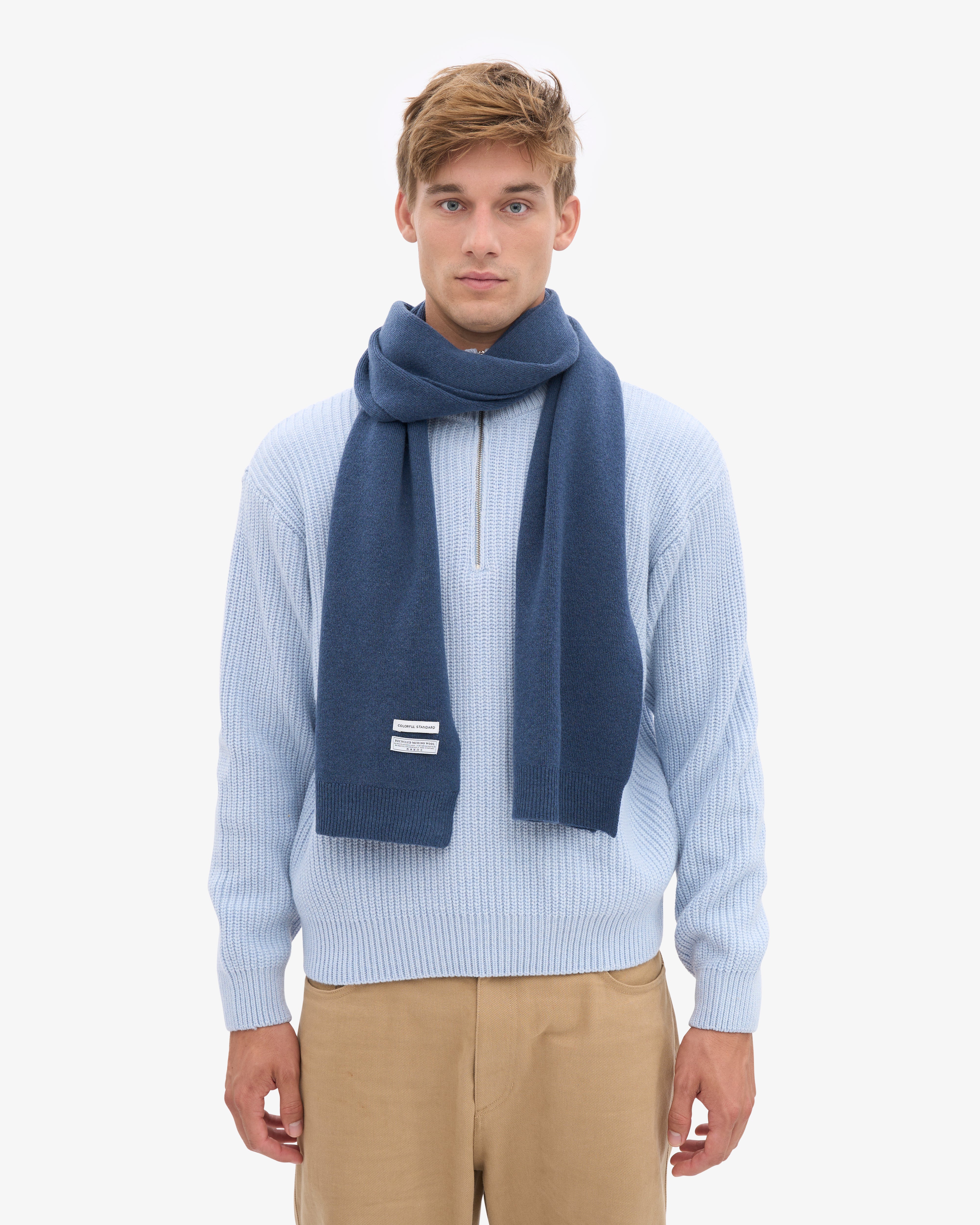 Merino Wool Scarf - Petrol Blue