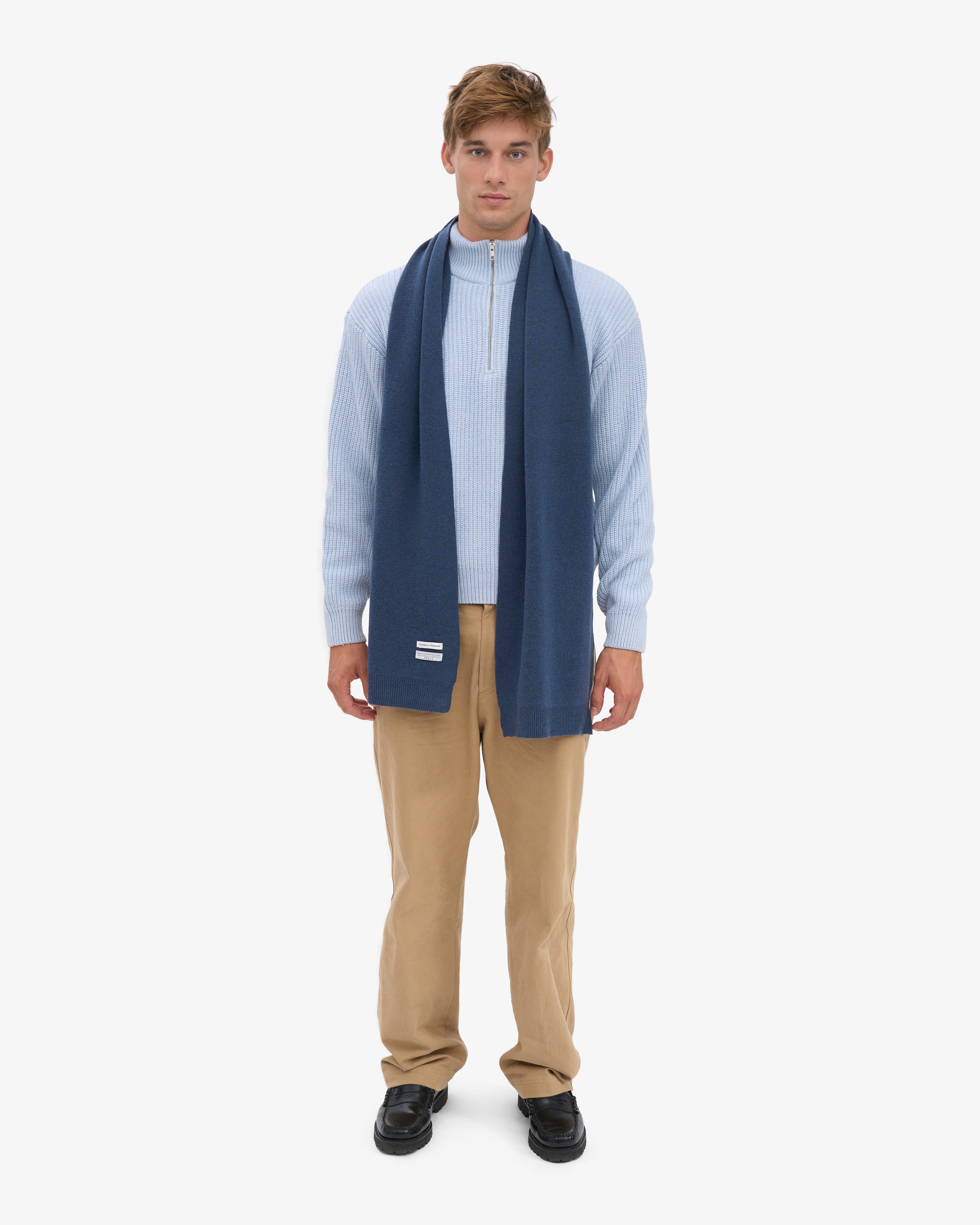 Merino Wool Scarf - Petrol Blue