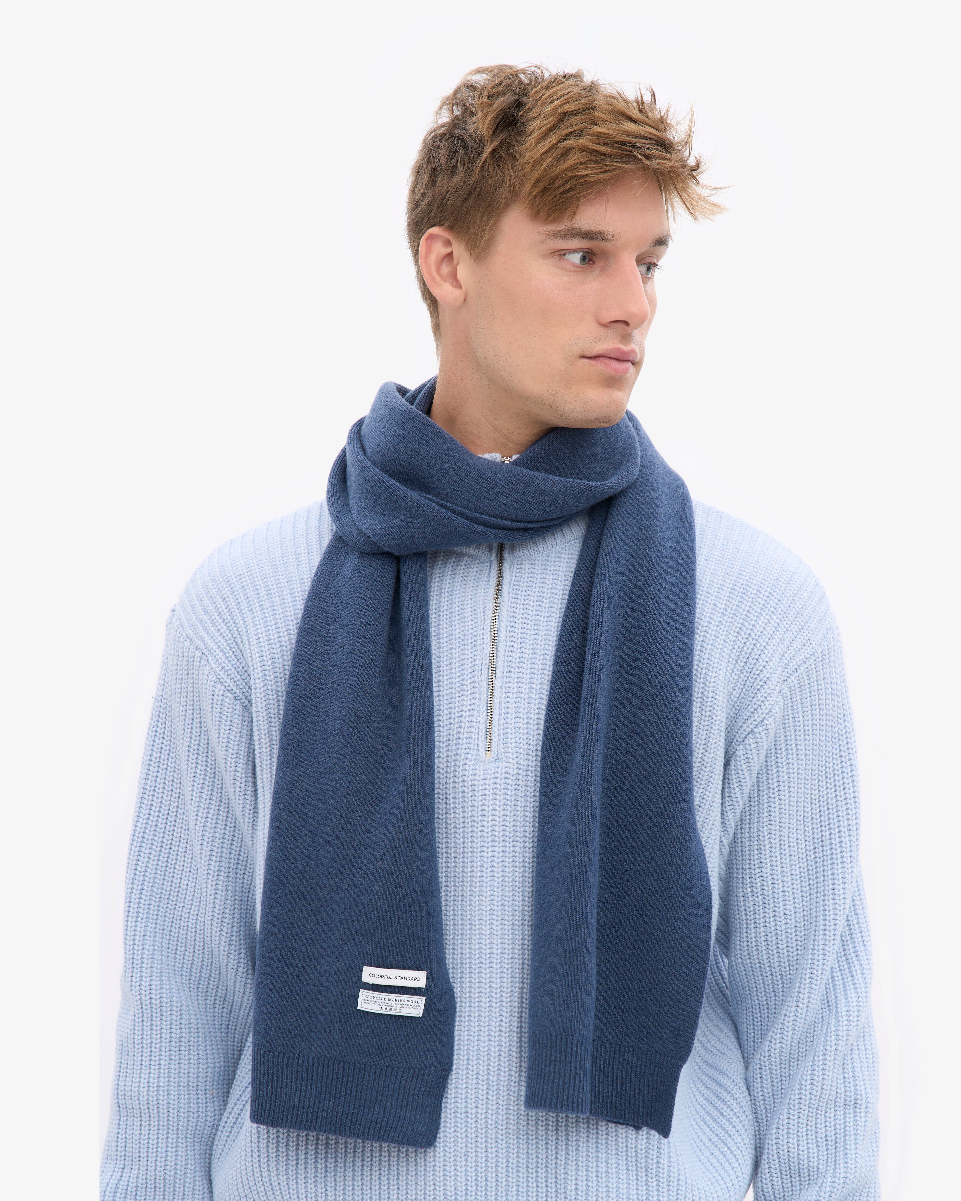 Merino Wool Scarf - Petrol Blue