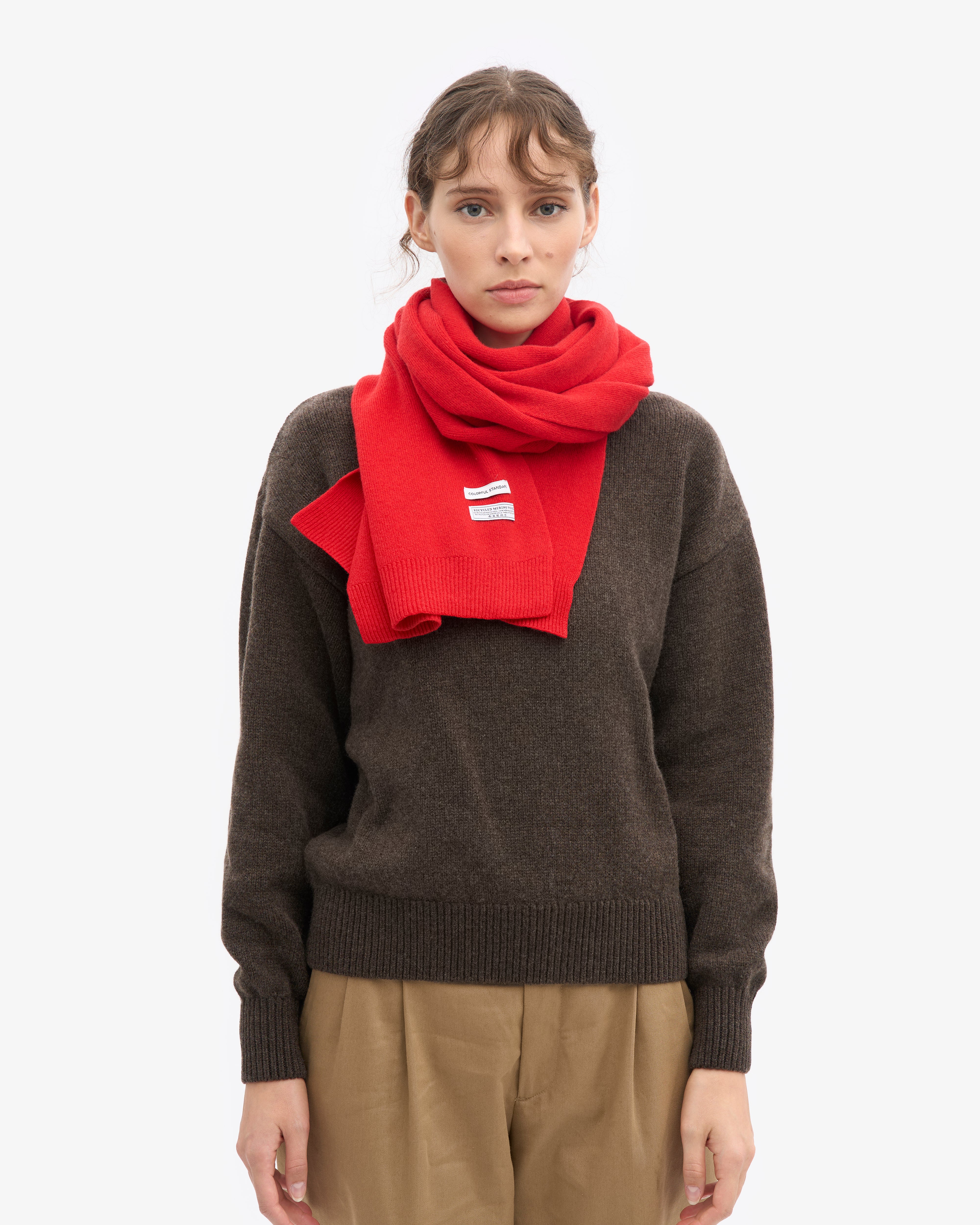 Merino Wool Scarf - Red Tangerine