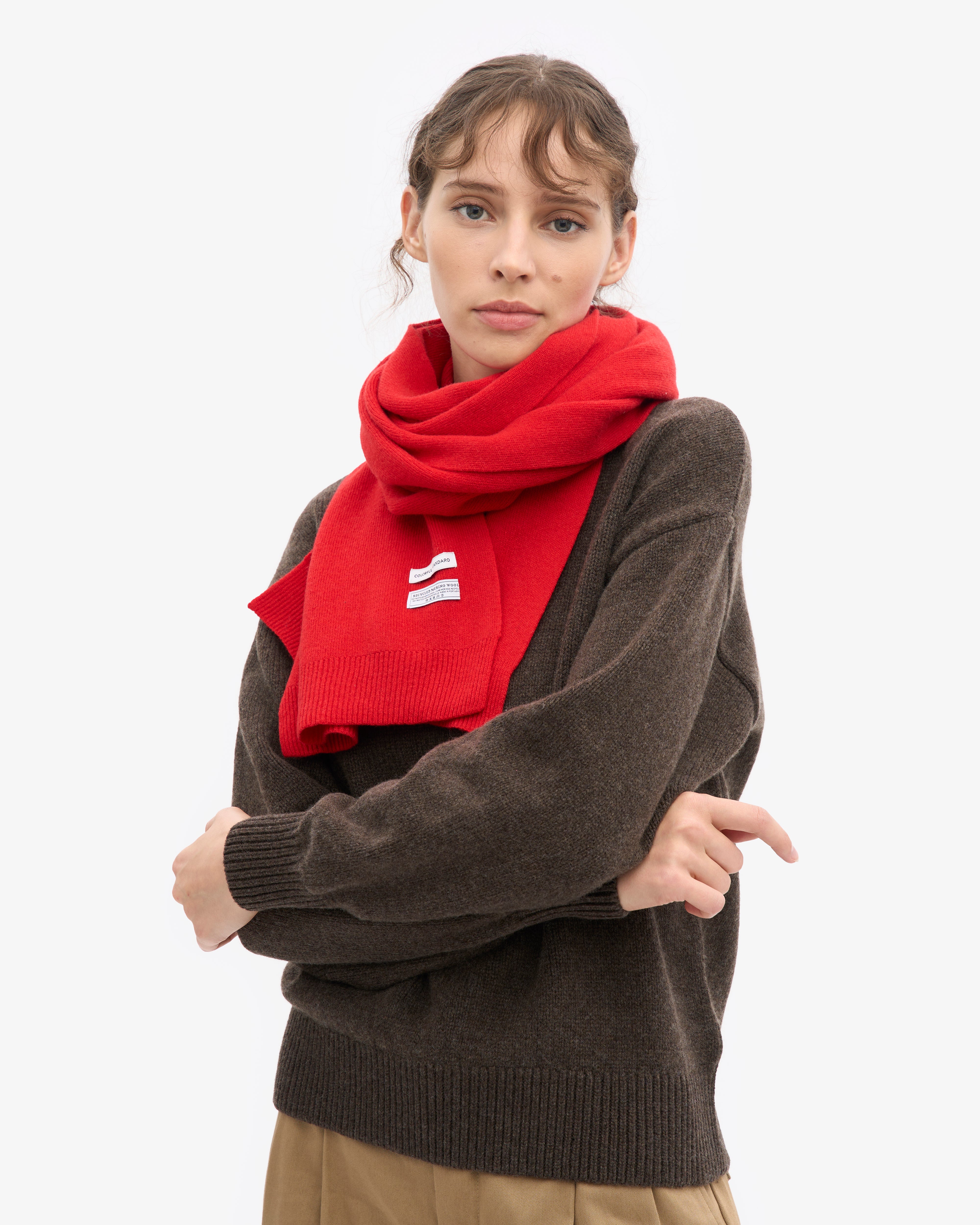 Merino Wool Scarf - Red Tangerine