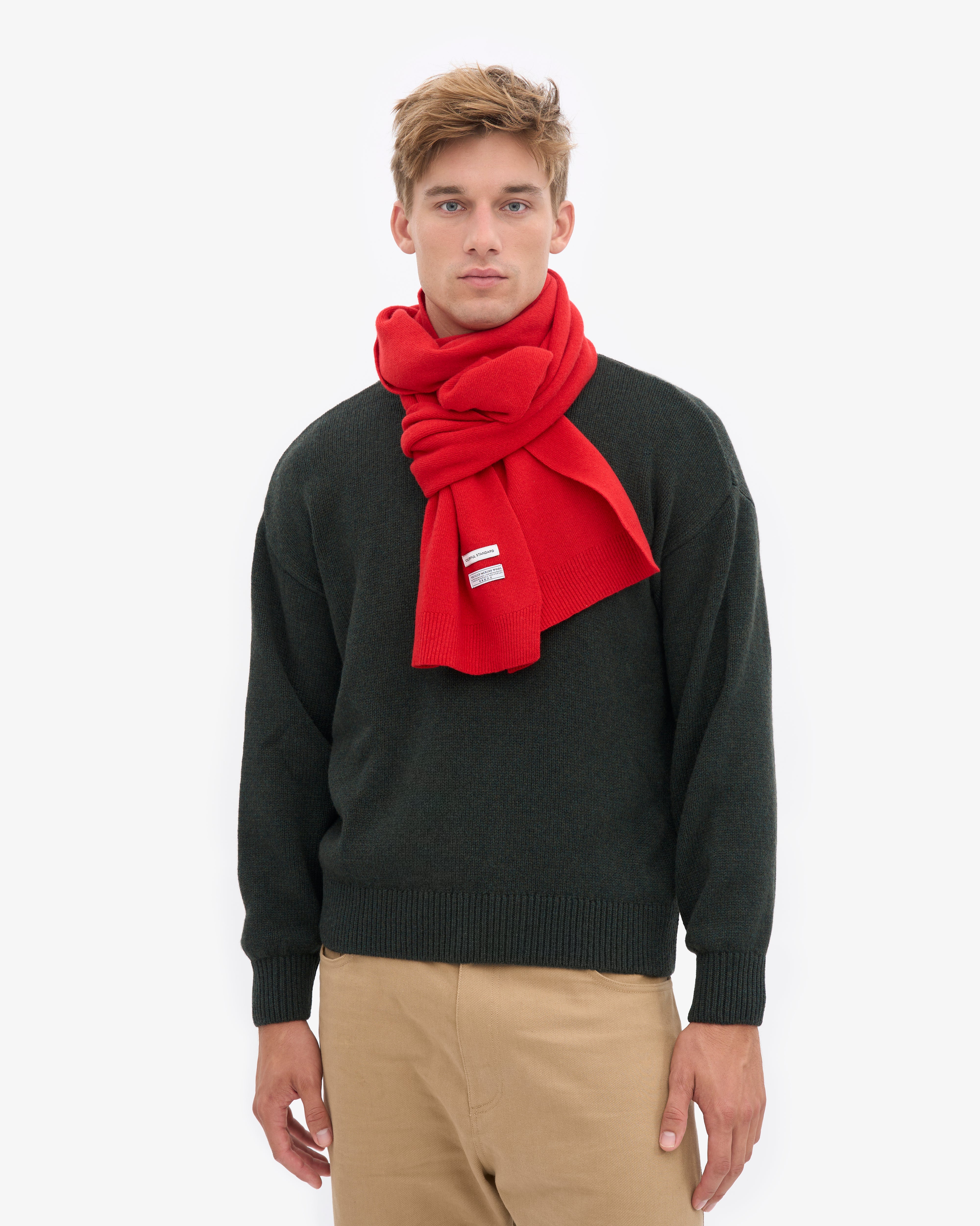 Merino Wool Scarf - Red Tangerine