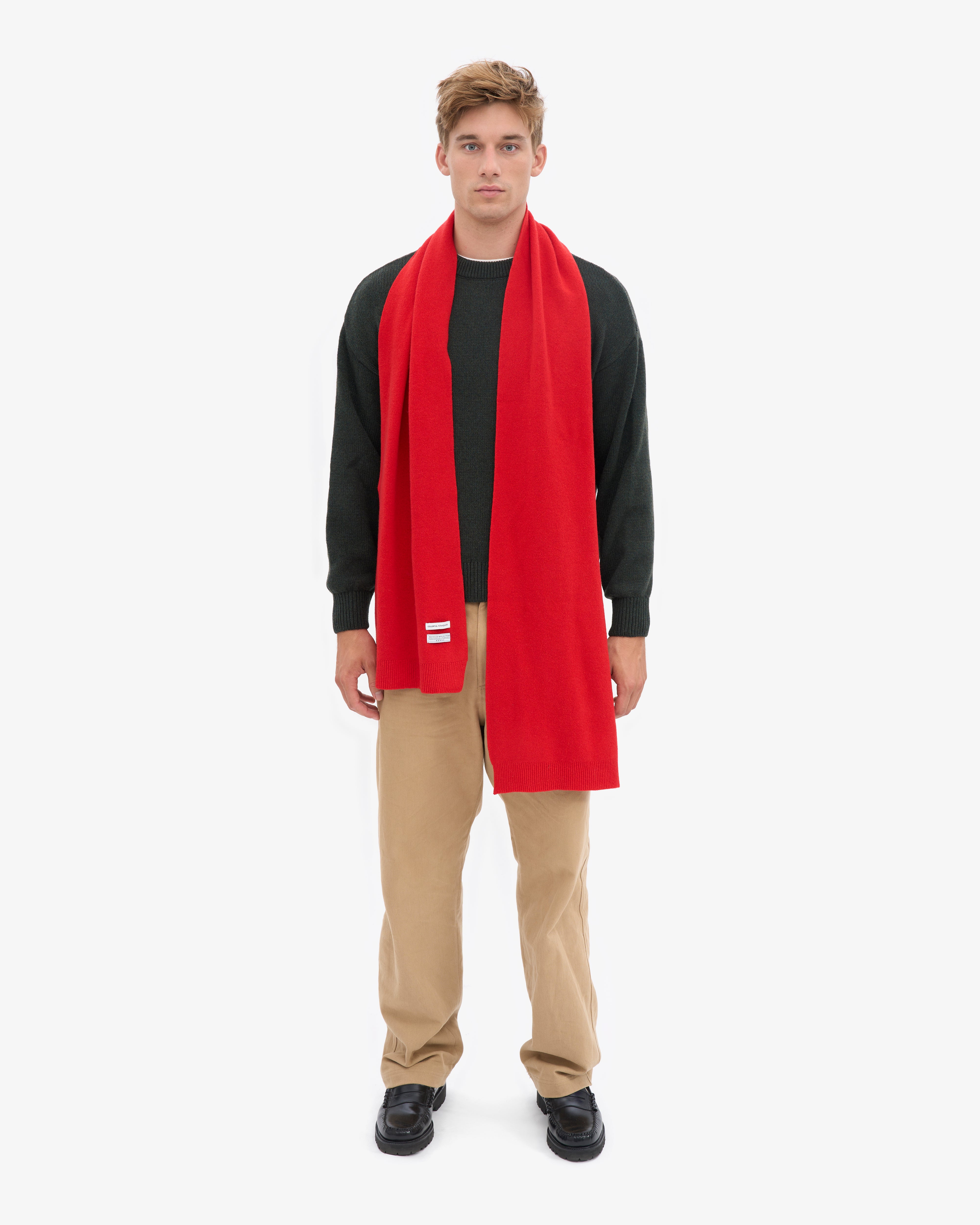 Merino Wool Scarf - Red Tangerine
