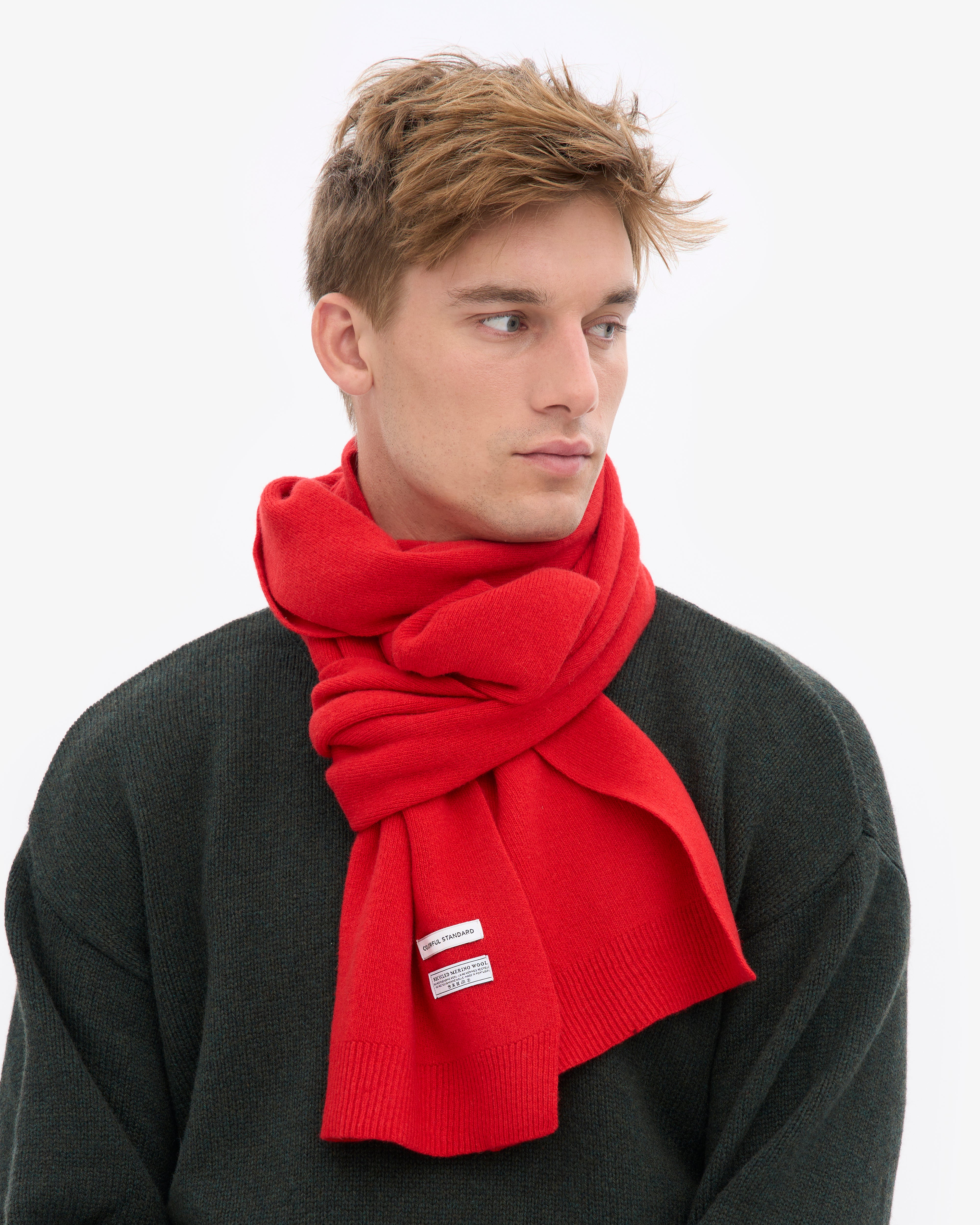 Merino Wool Scarf - Red Tangerine
