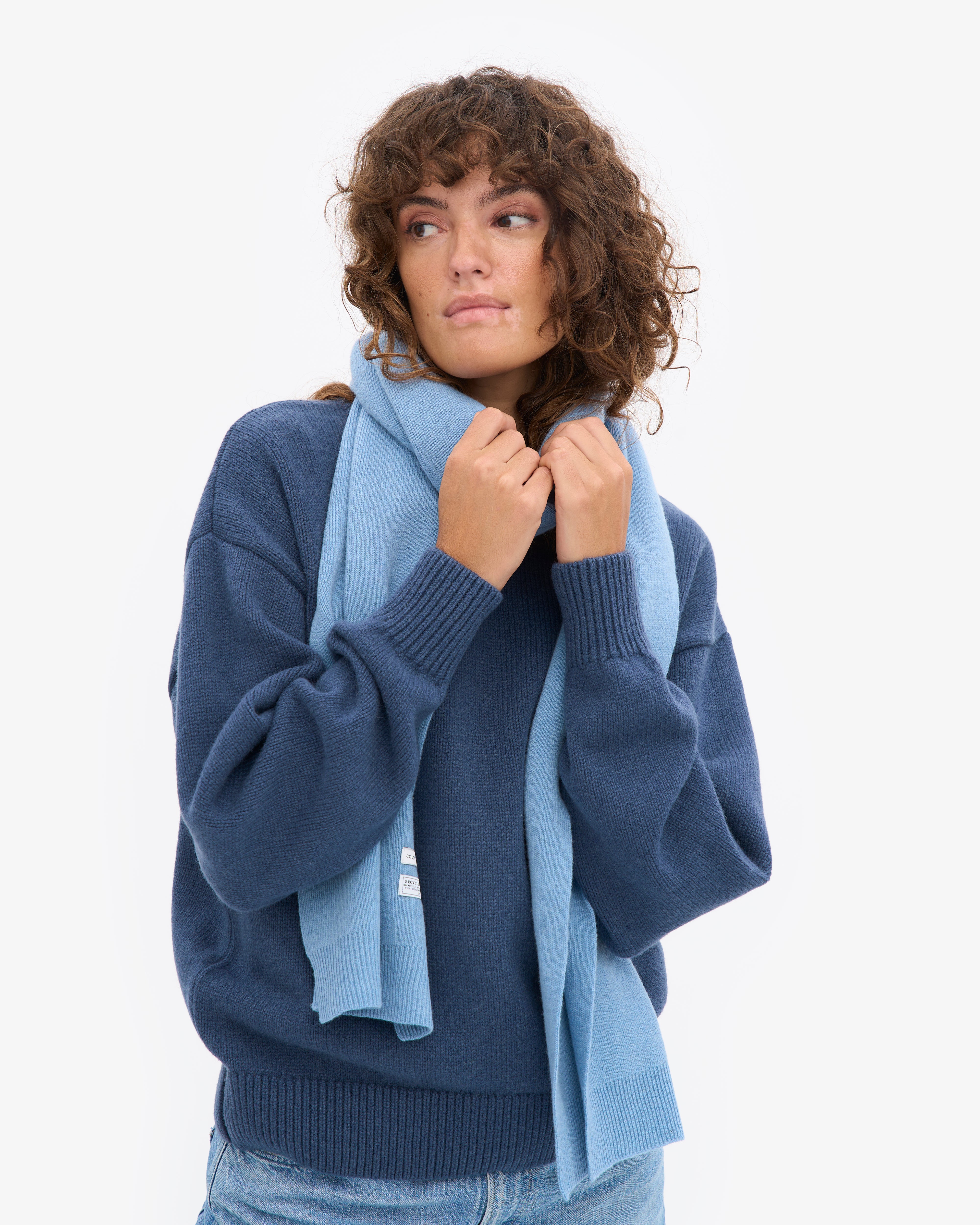 Merino Wool Scarf - Seaside Blue