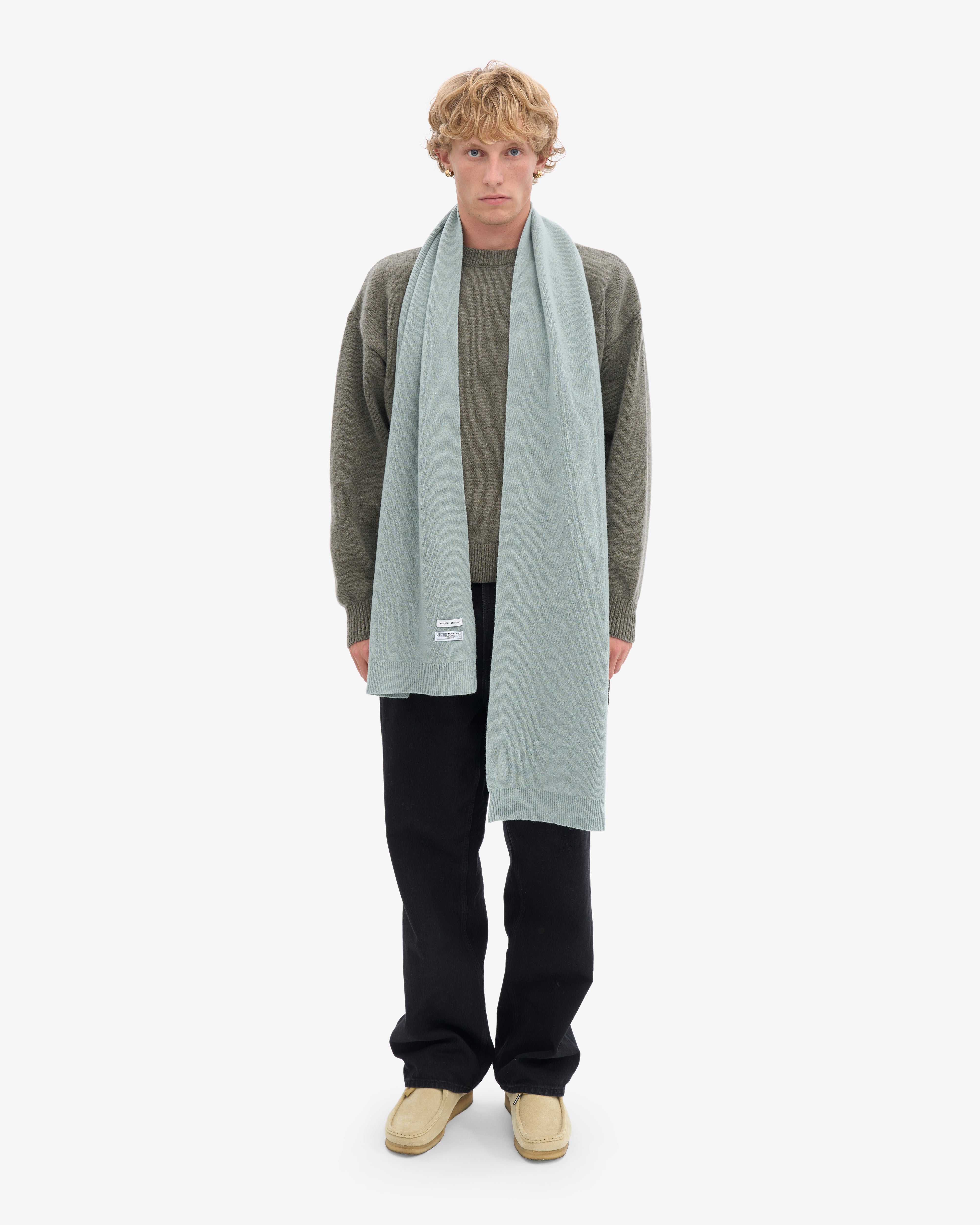 Merino Wool Scarf - Steel Blue
