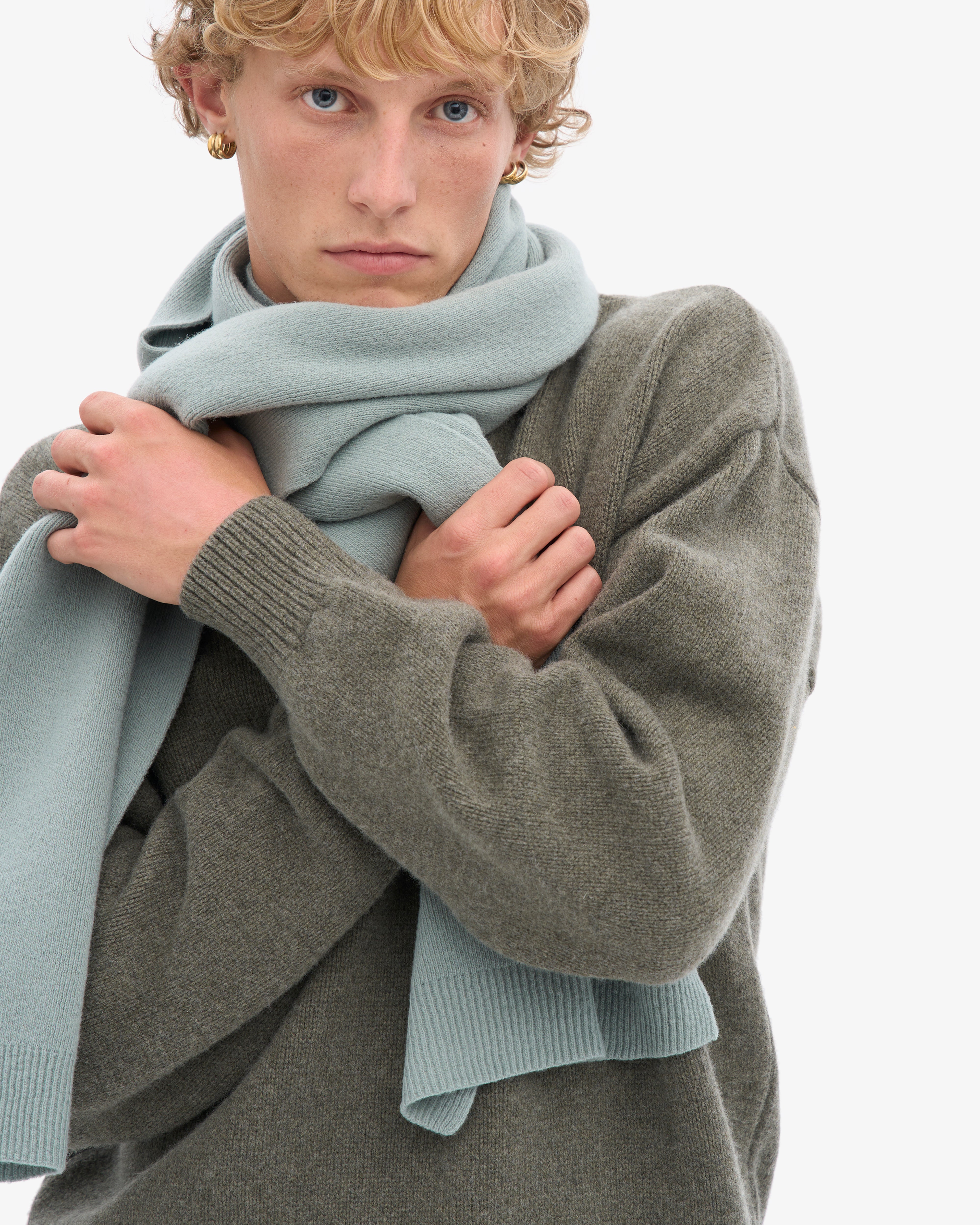 Merino Wool Scarf - Steel Blue