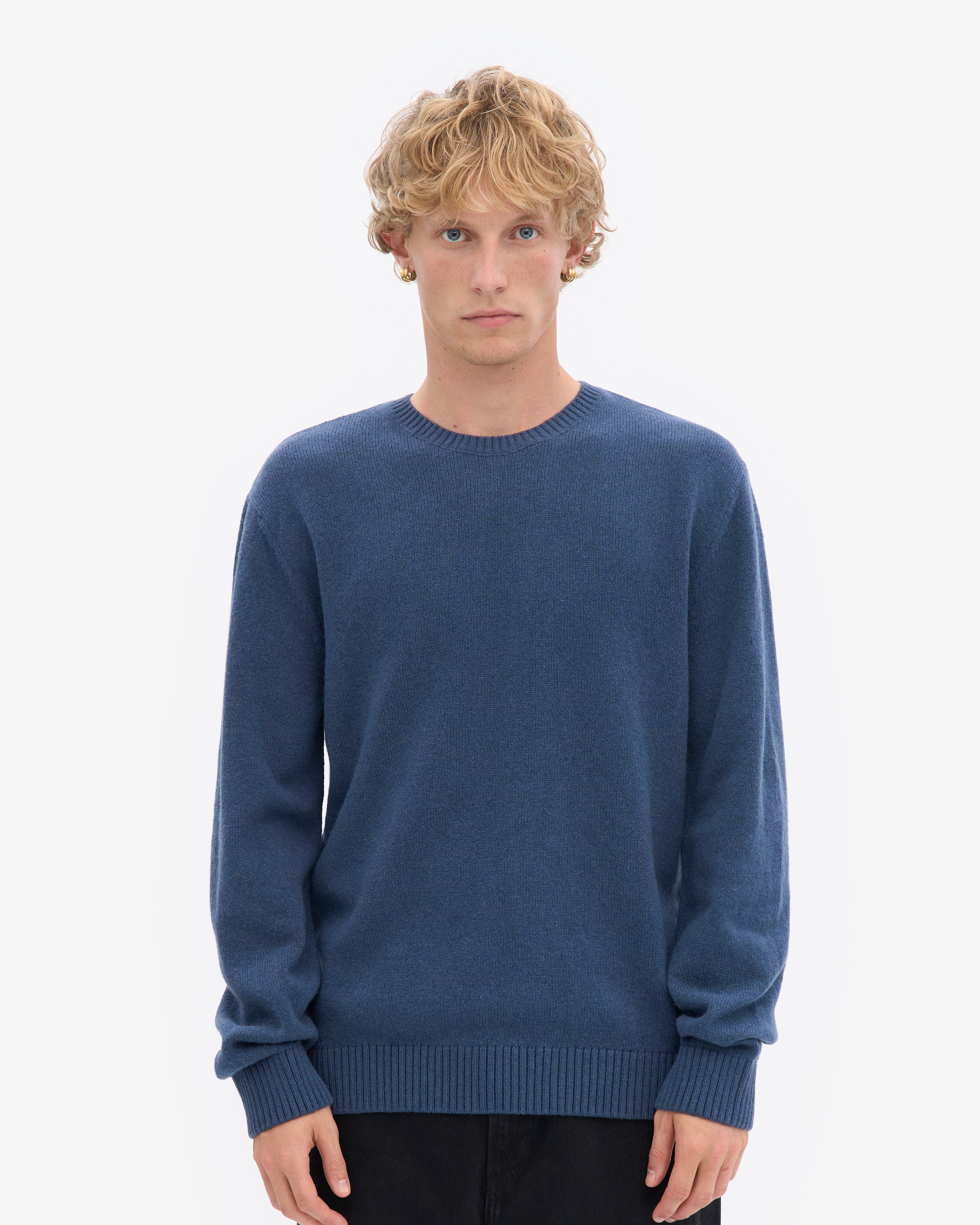 Classic Merino Wool Crew - Petrol Blue