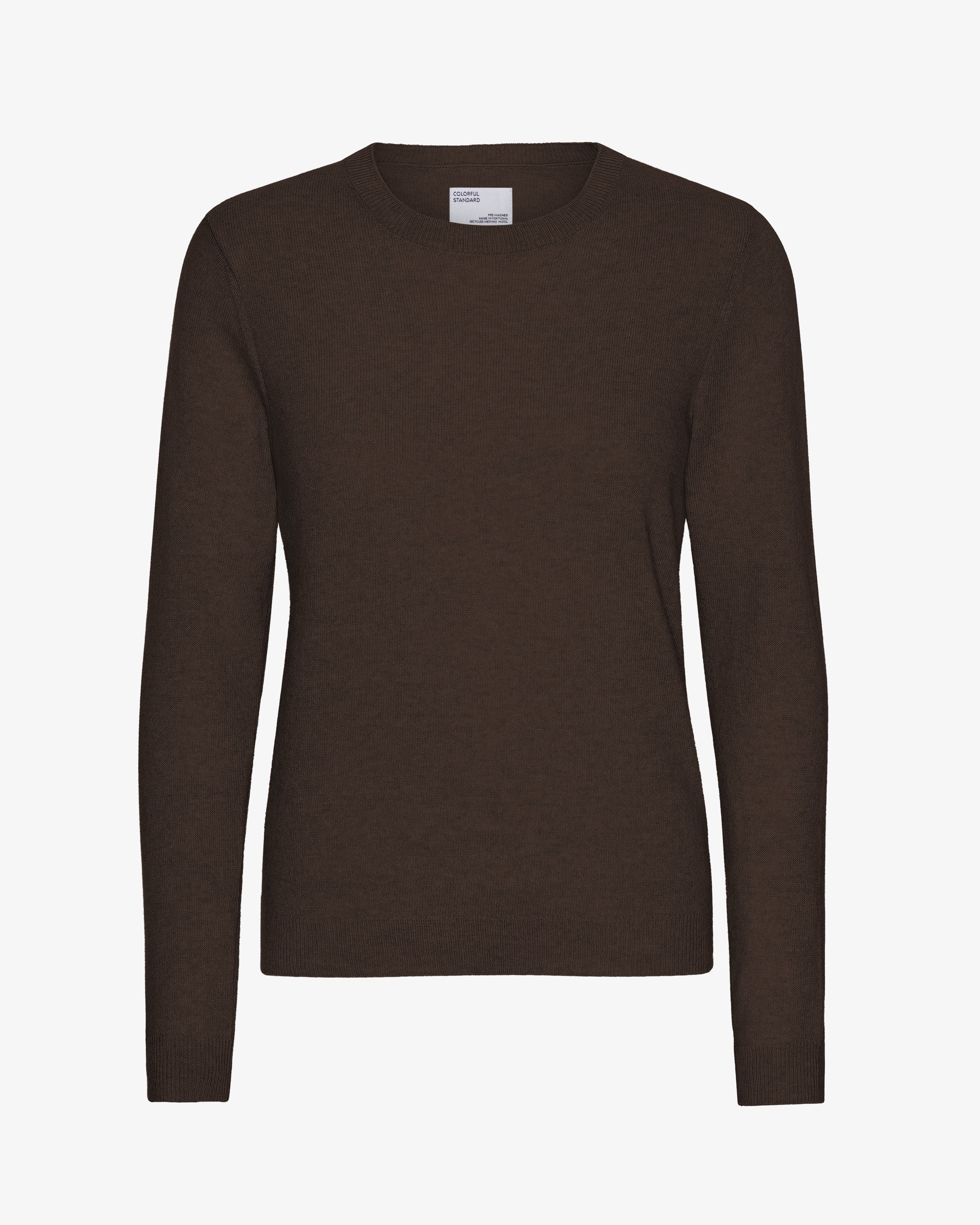 Women Light Merino Wool Crew - Coffee Brown