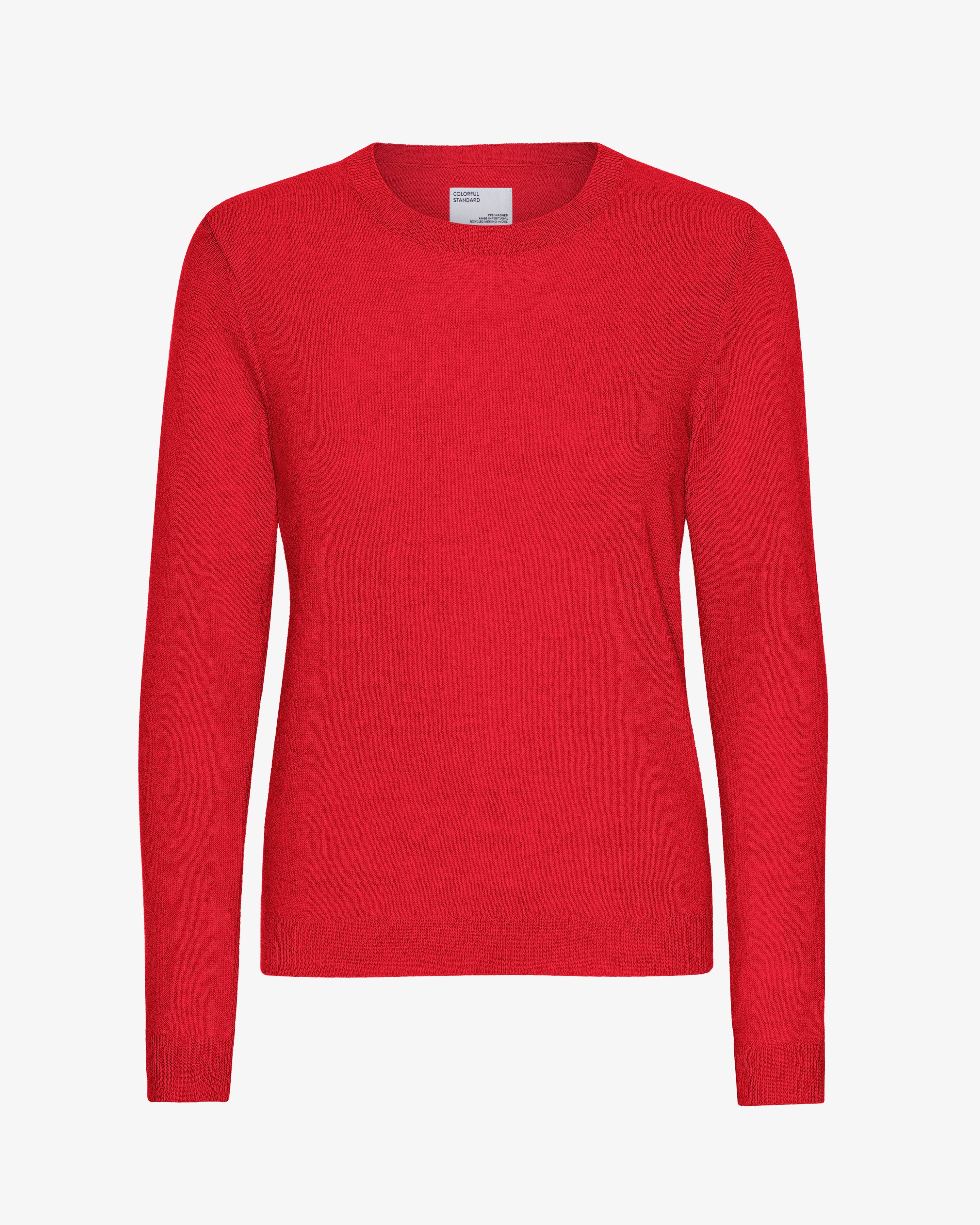 Women Light Merino Wool Crew - Scarlet Red