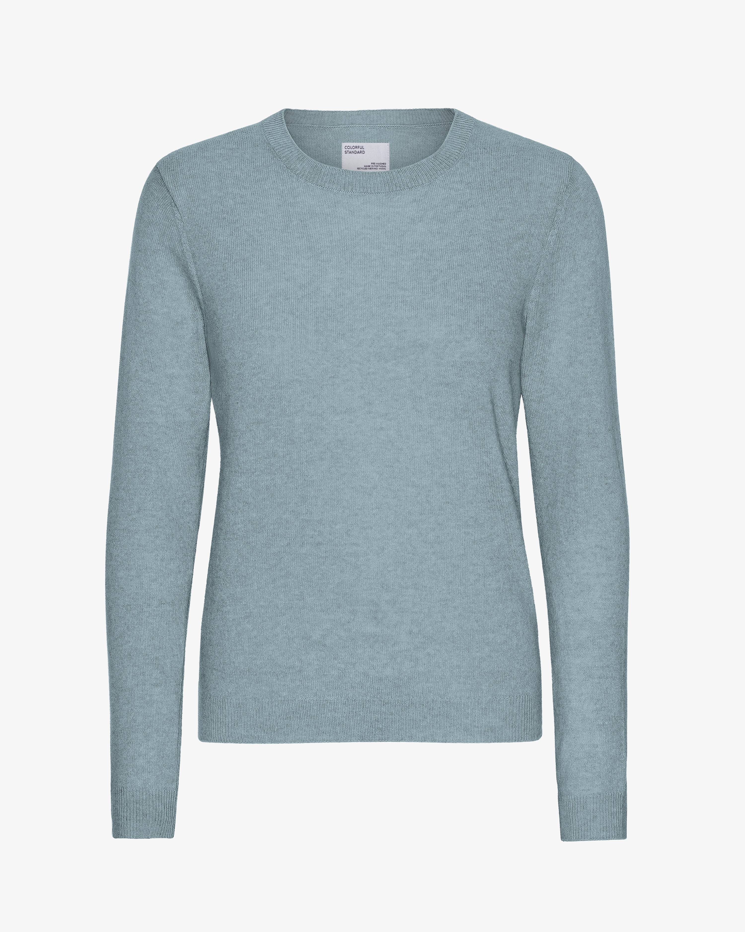 Women Light Merino Wool Crew - Stone Blue