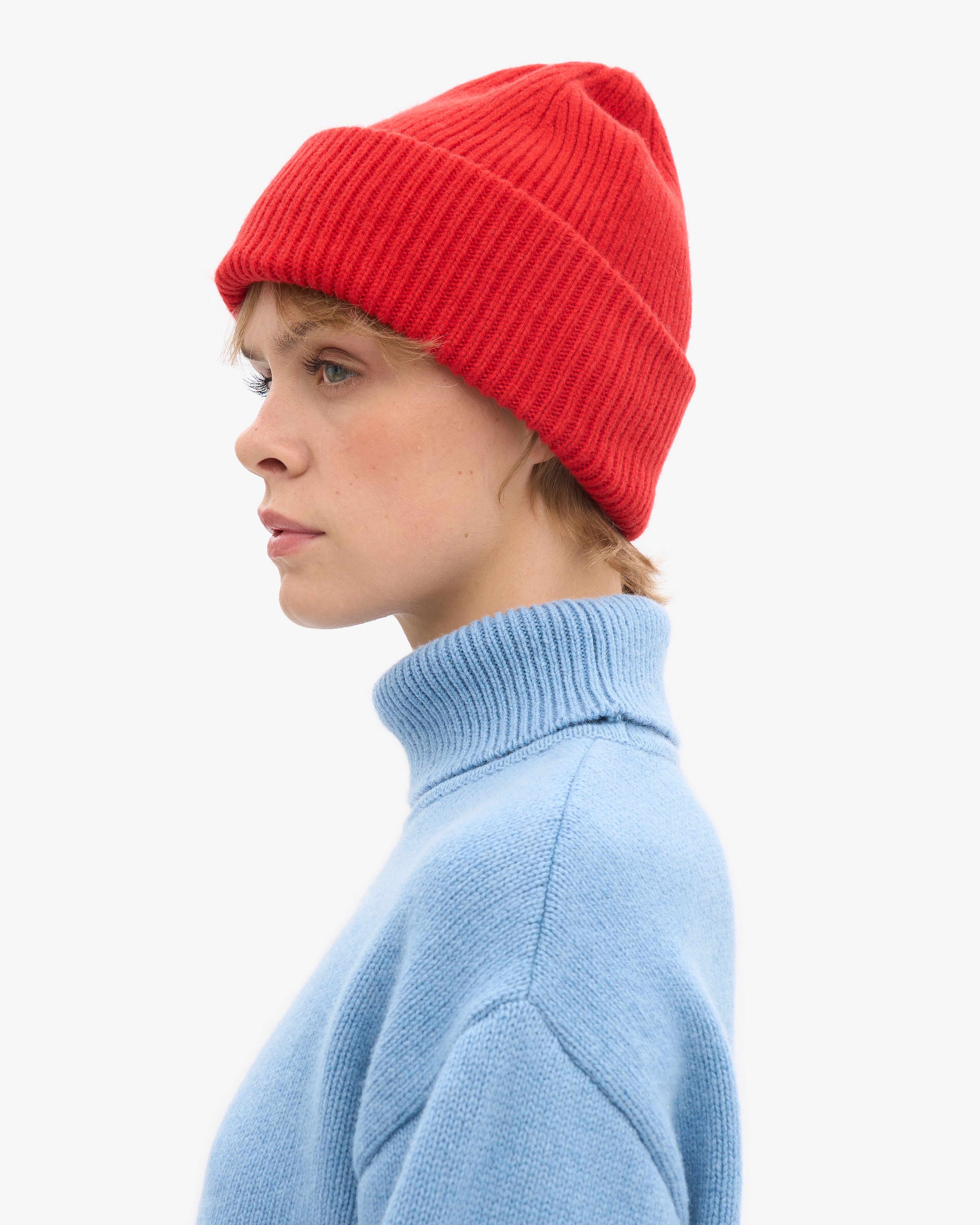Merino Wool Hat - Red Tangerine