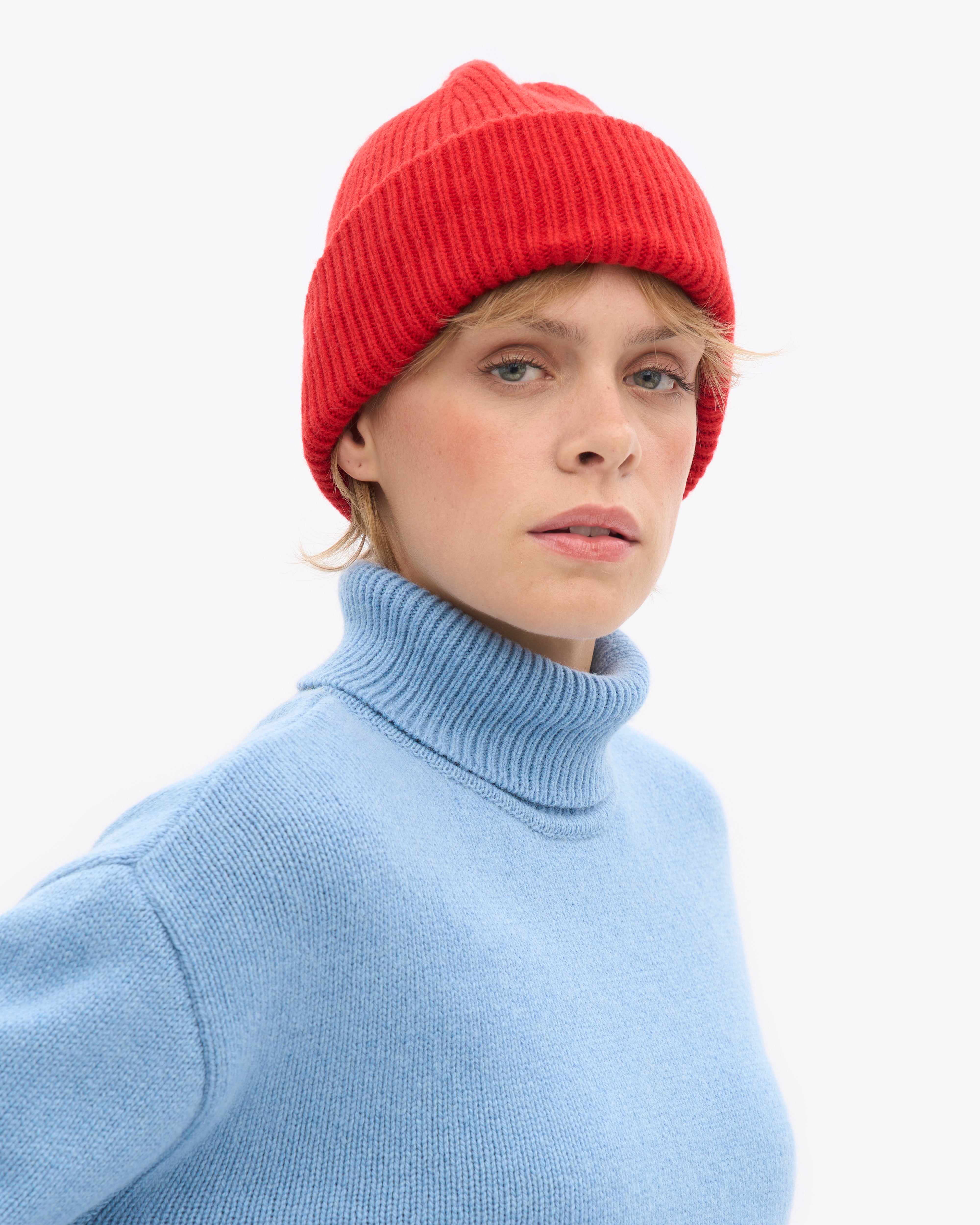 Merino Wool Hat - Red Tangerine