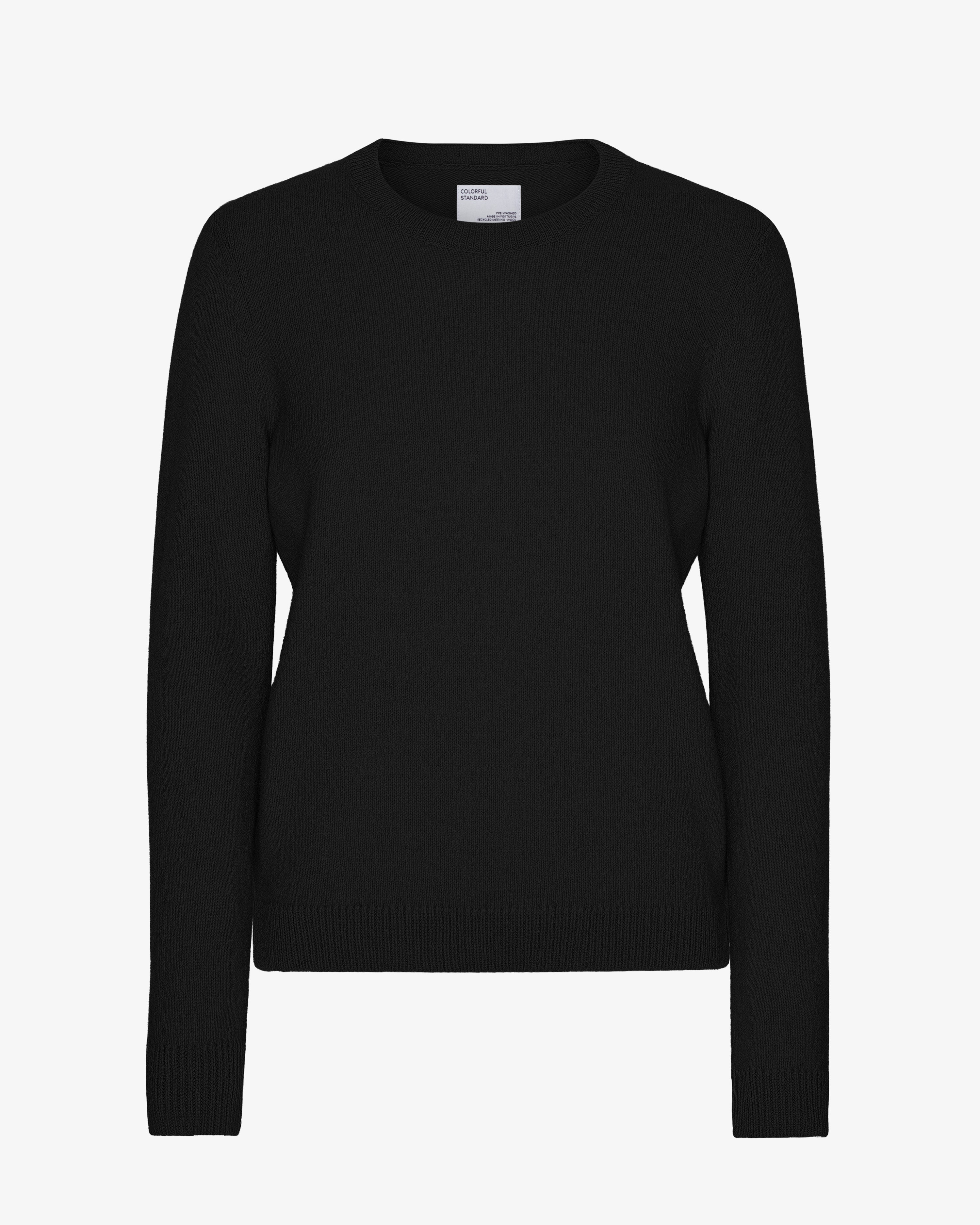 Women Classic Merino Wool Crew - Deep Black