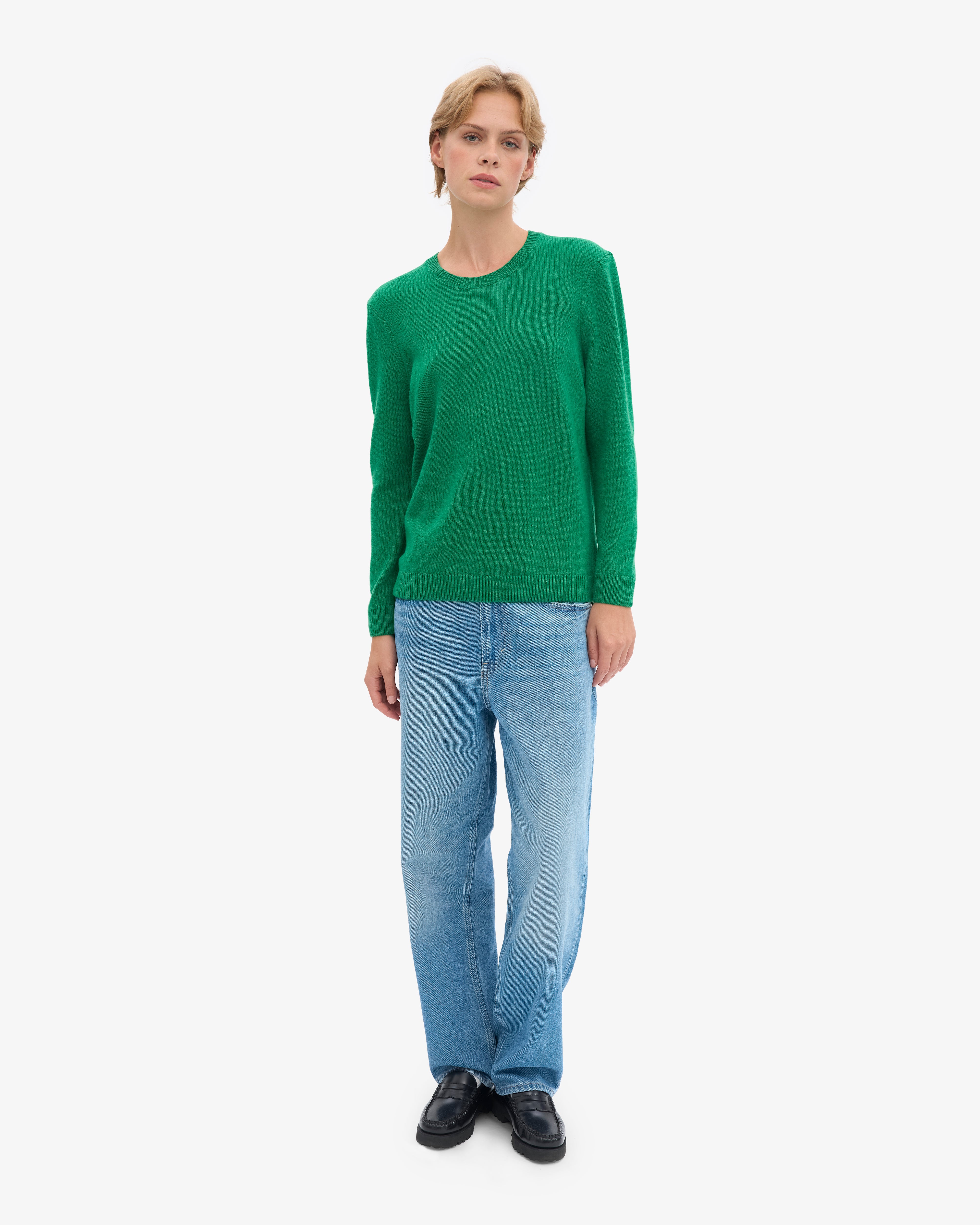 Women Classic Merino Wool Crew - Kelly Green