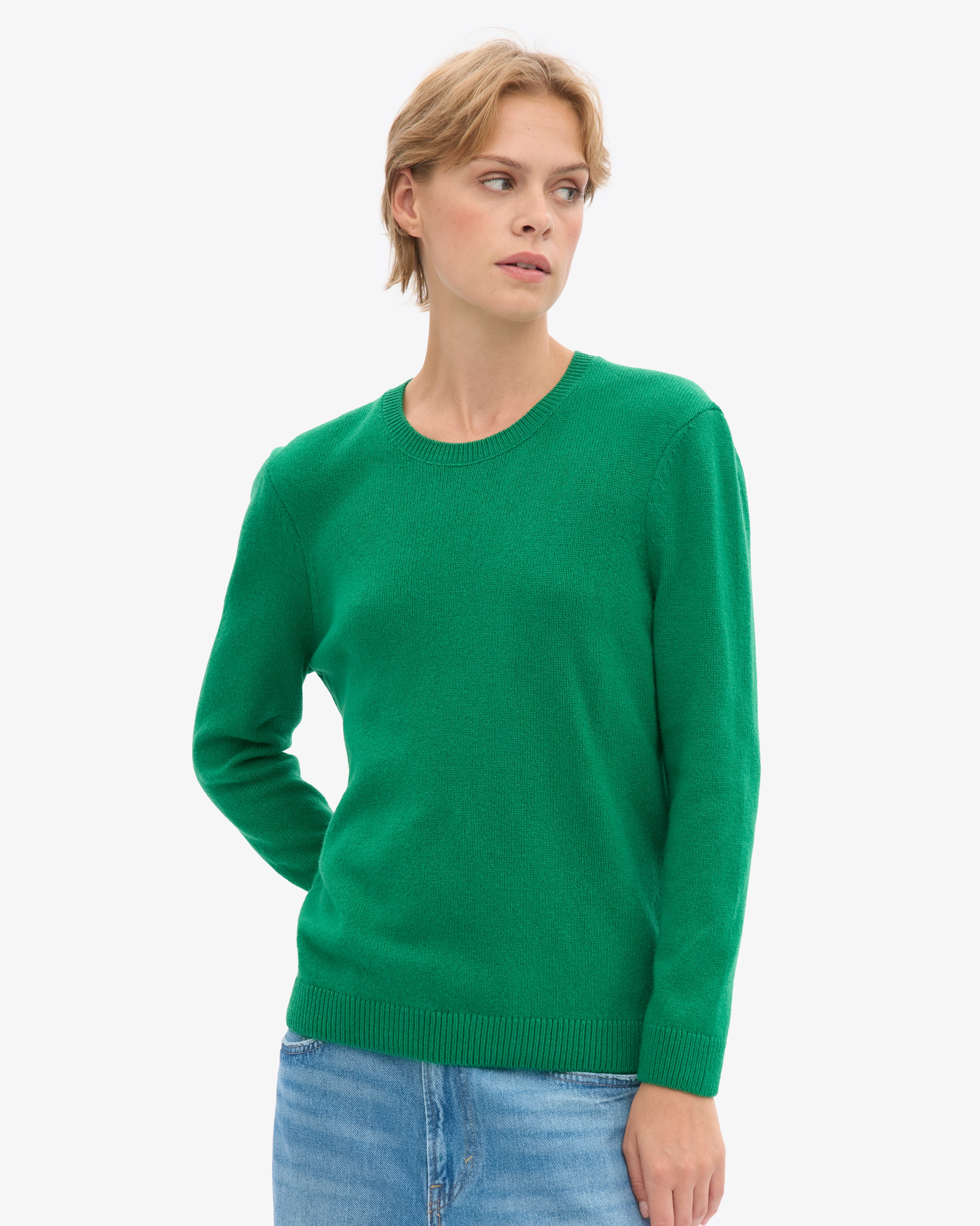 Women Classic Merino Wool Crew - Kelly Green