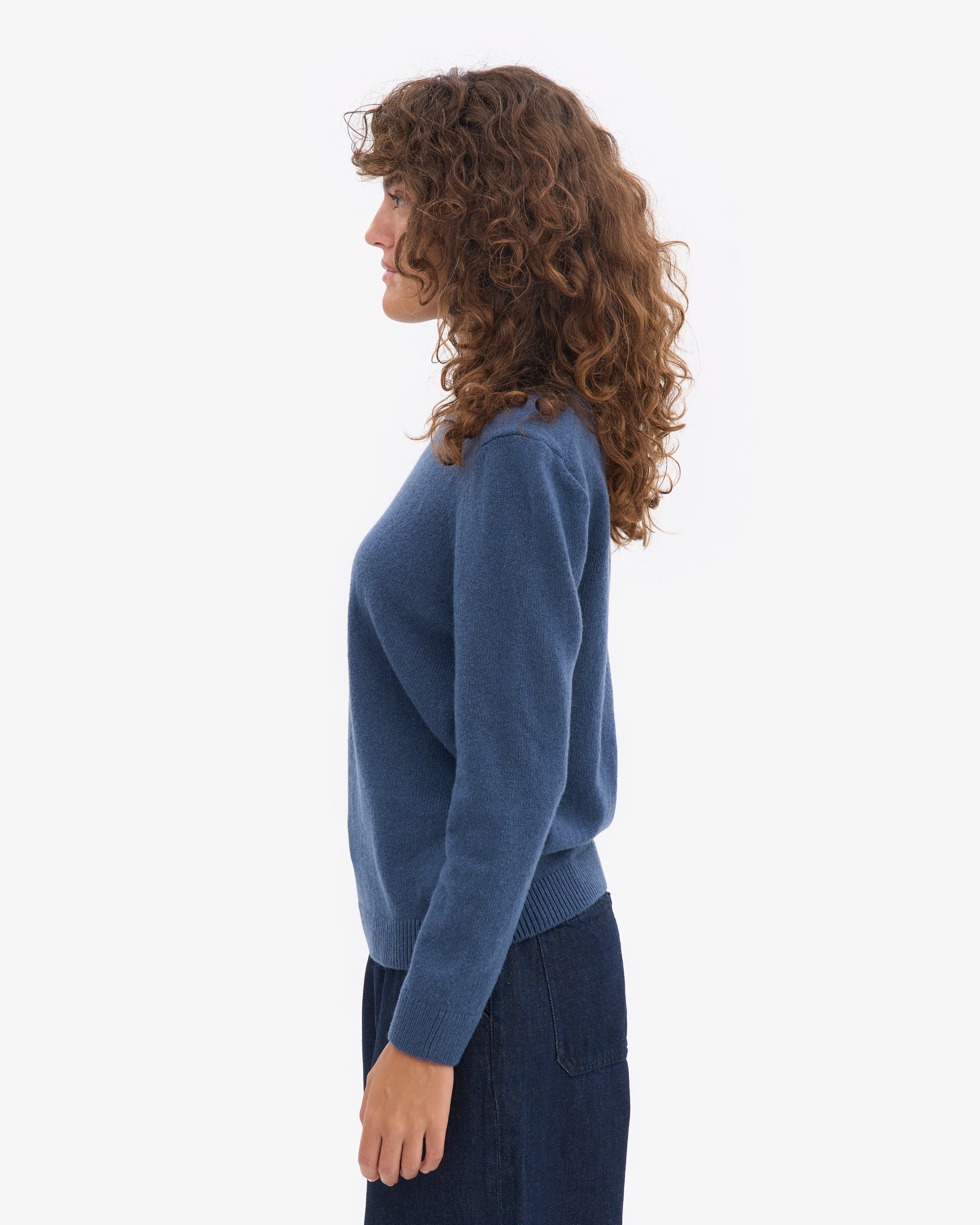 Women Classic Merino Wool Crew - Petrol Blue