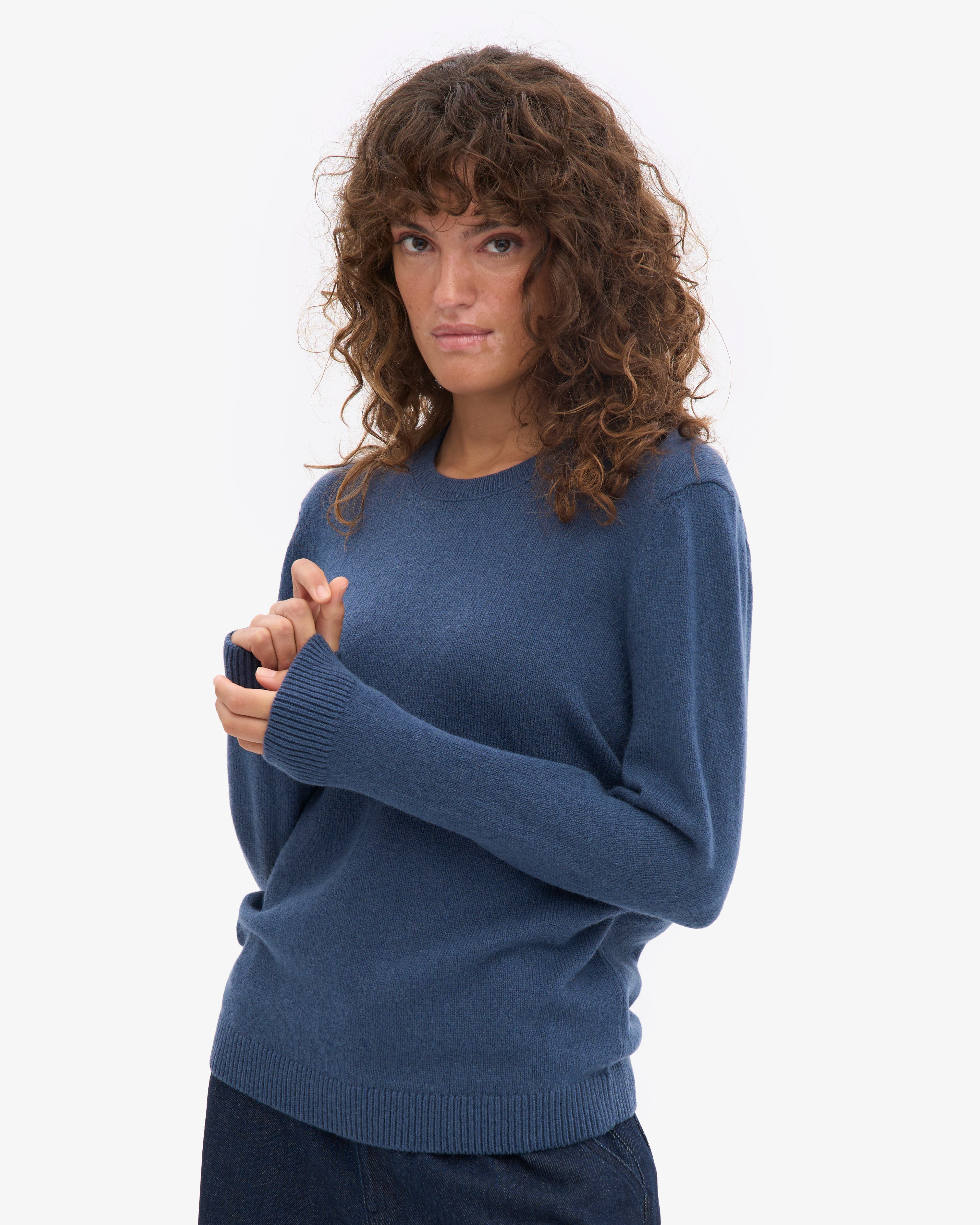 Women Classic Merino Wool Crew - Petrol Blue