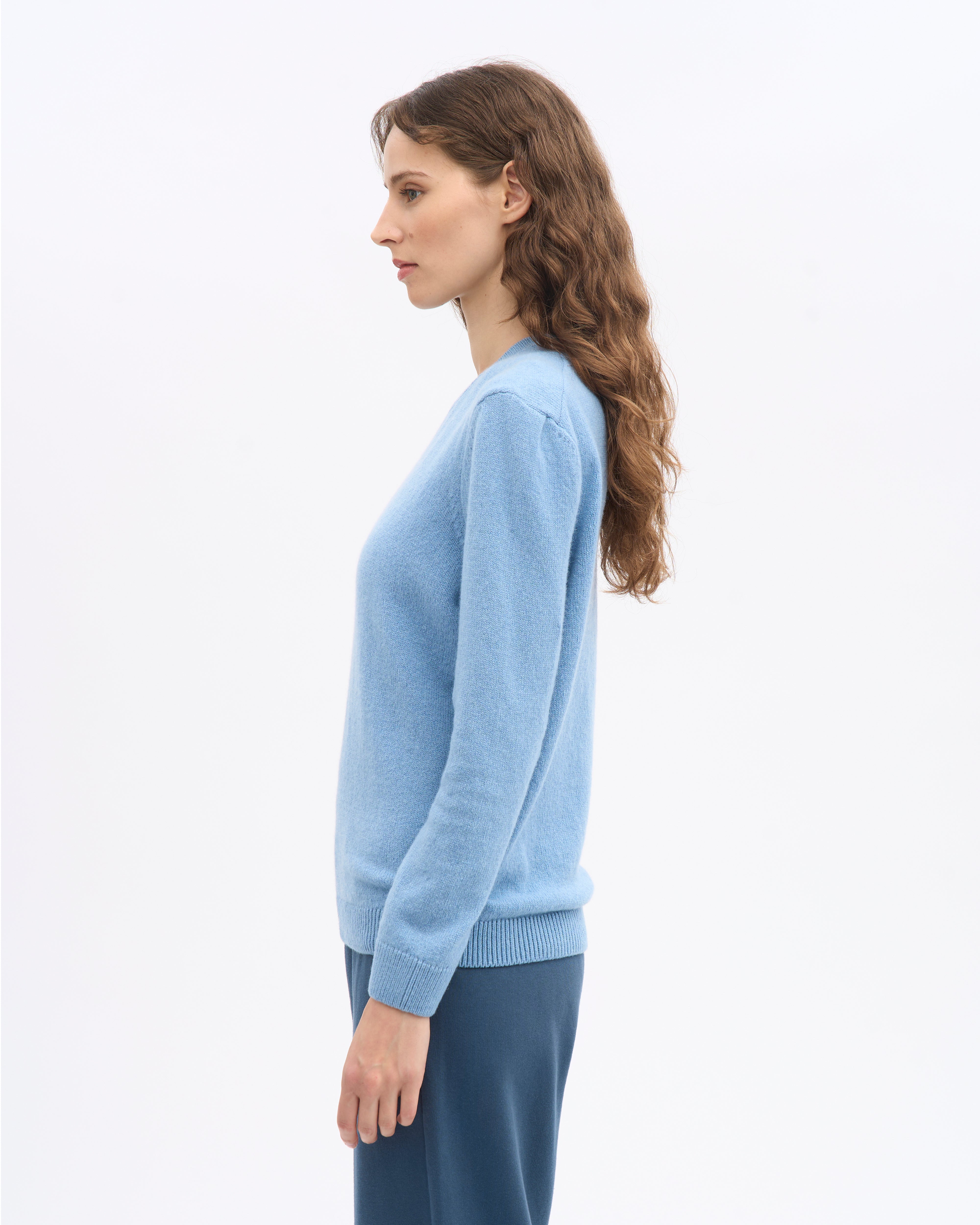 Women Classic Merino Wool Crew - Seaside Blue