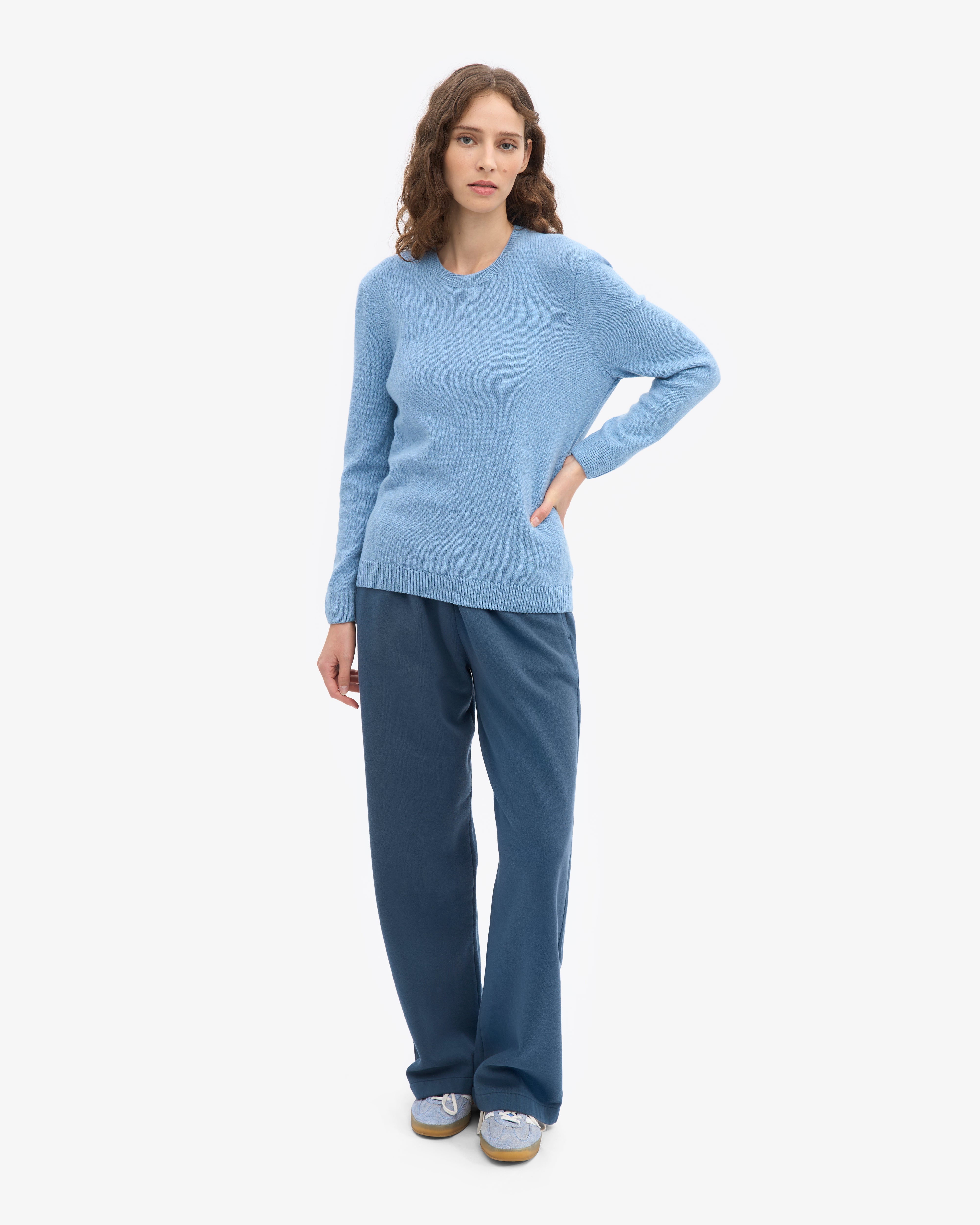 Women Classic Merino Wool Crew - Seaside Blue