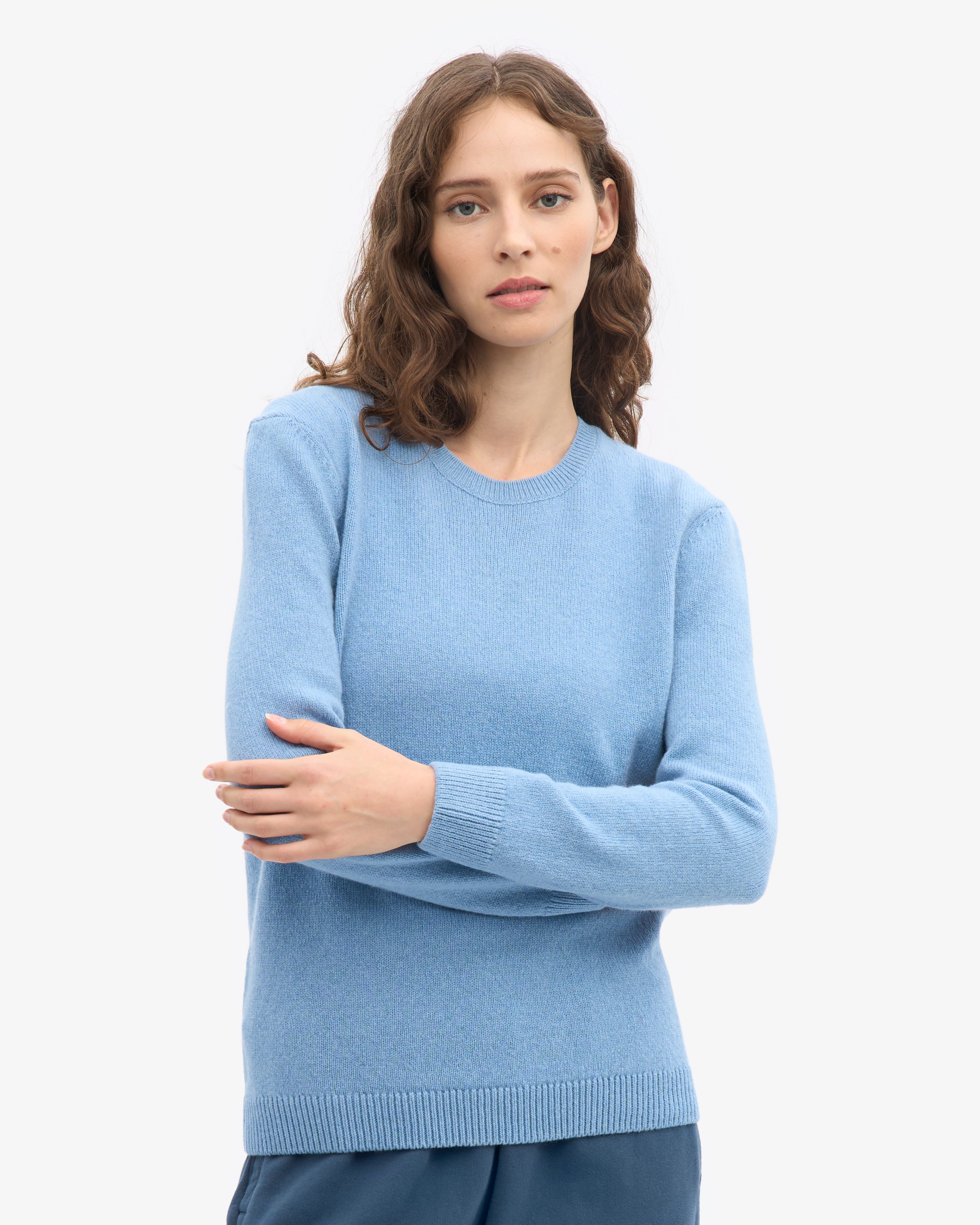 Women Classic Merino Wool Crew - Seaside Blue