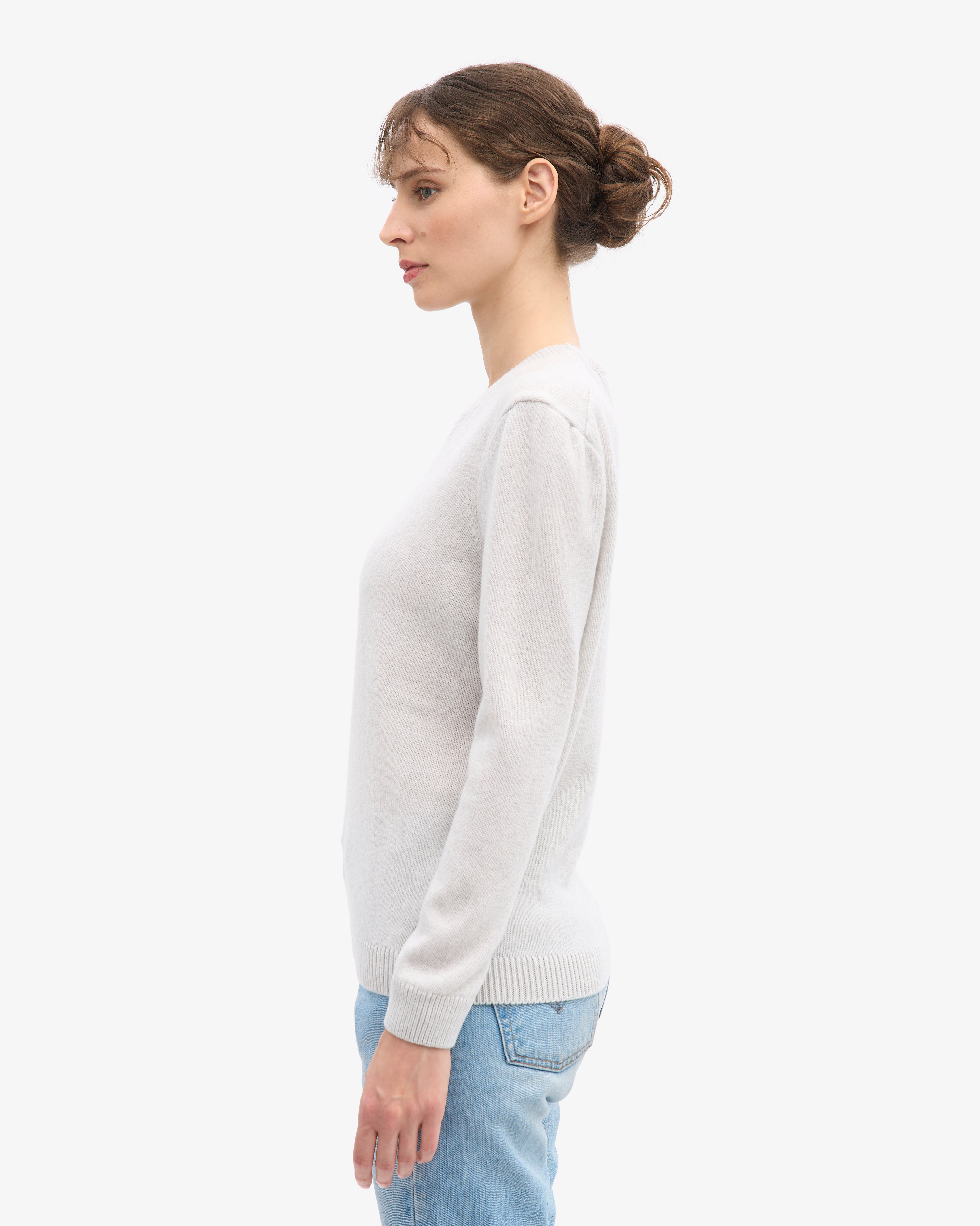 Women Classic Merino Wool Crew - Snow Melange