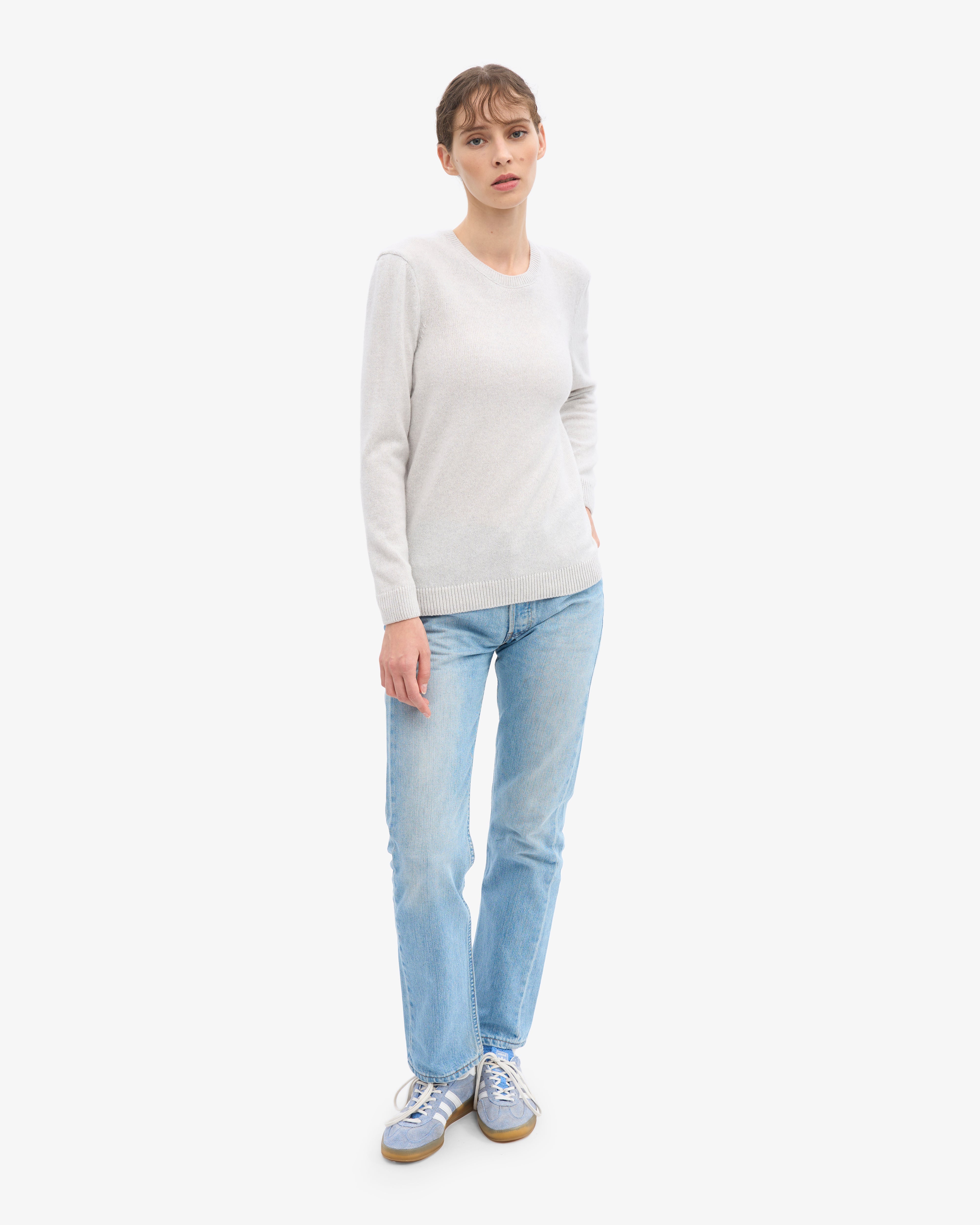 Women Classic Merino Wool Crew - Snow Melange