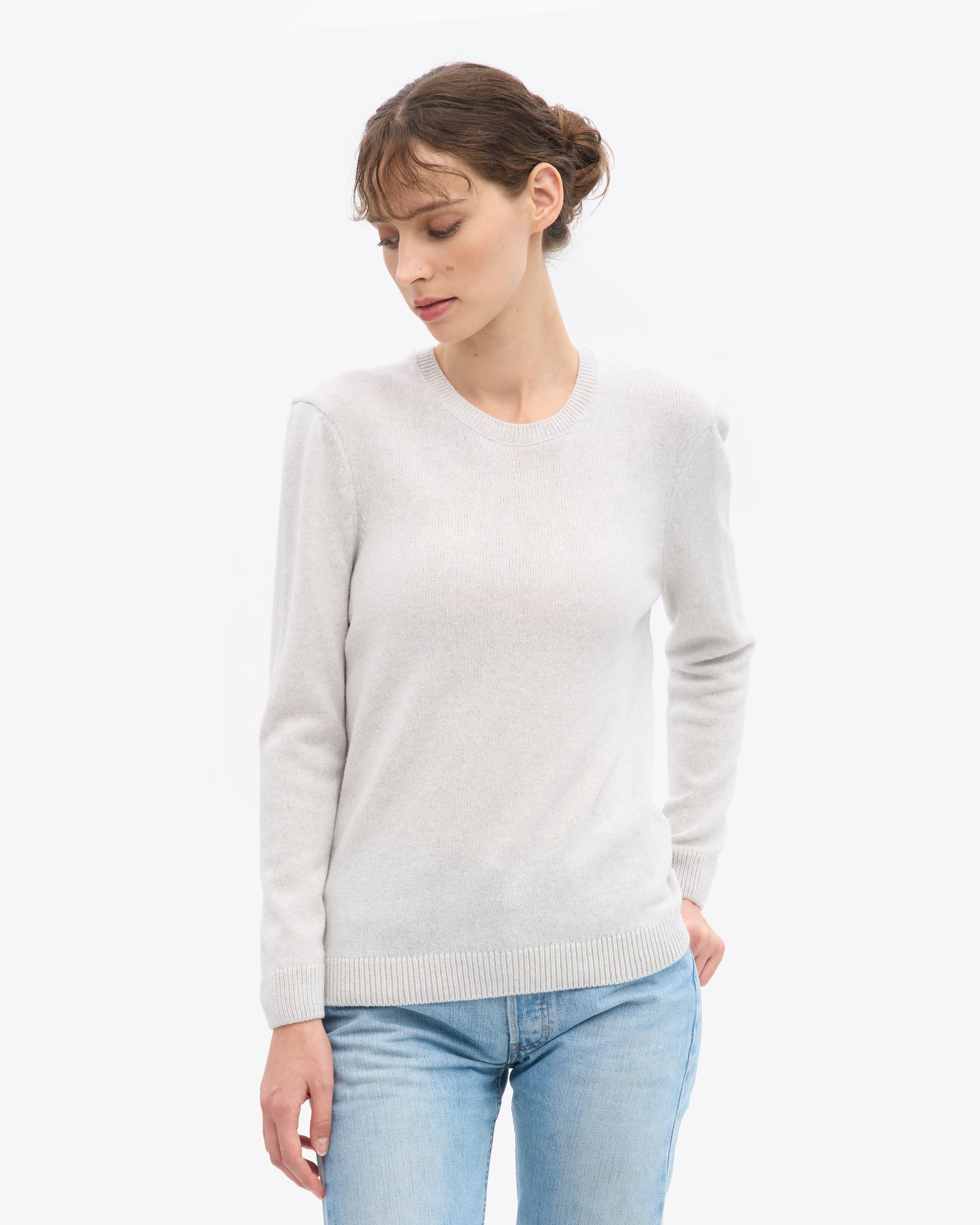 Women Classic Merino Wool Crew - Snow Melange