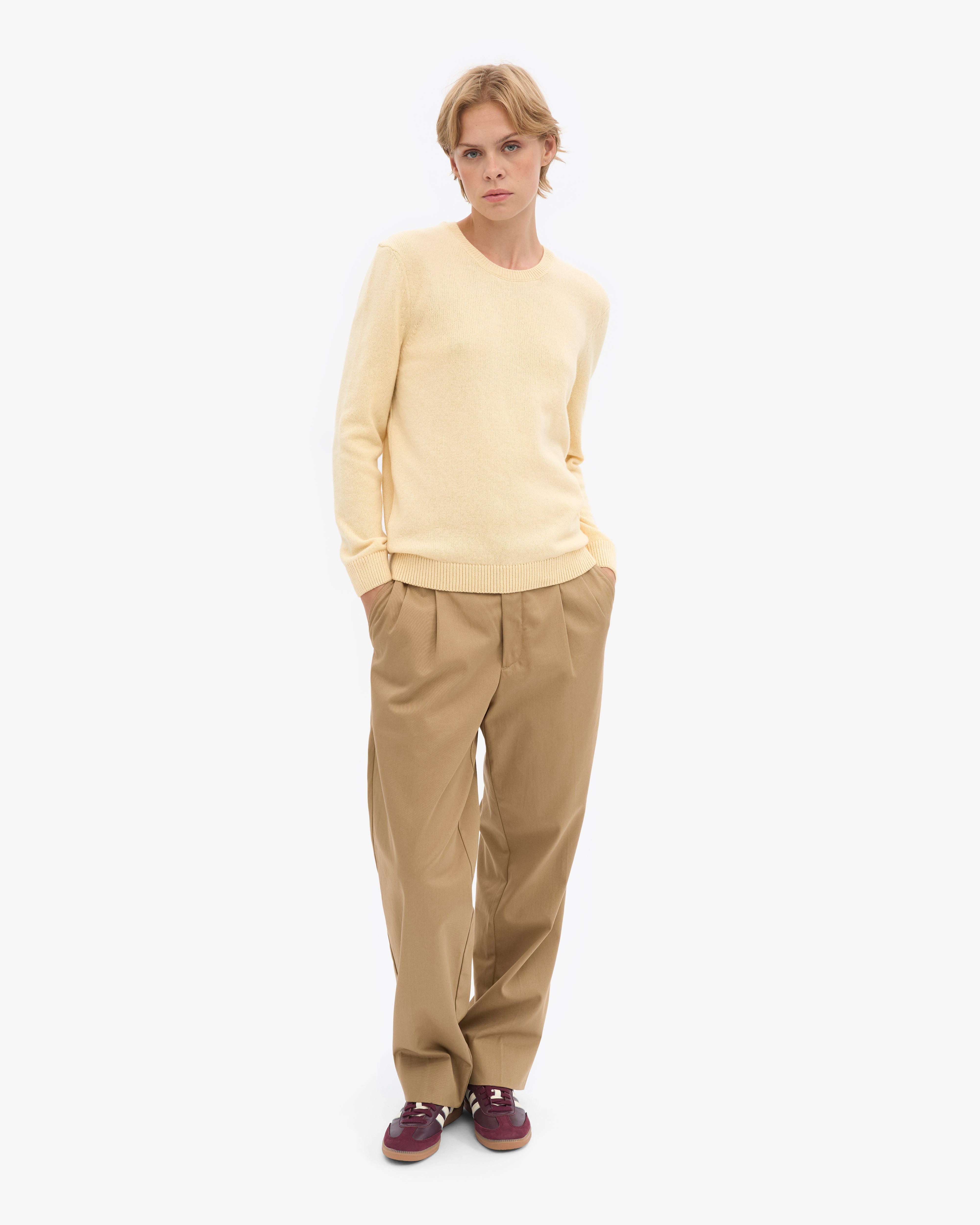 Women Classic Merino Wool Crew - Soft Yellow