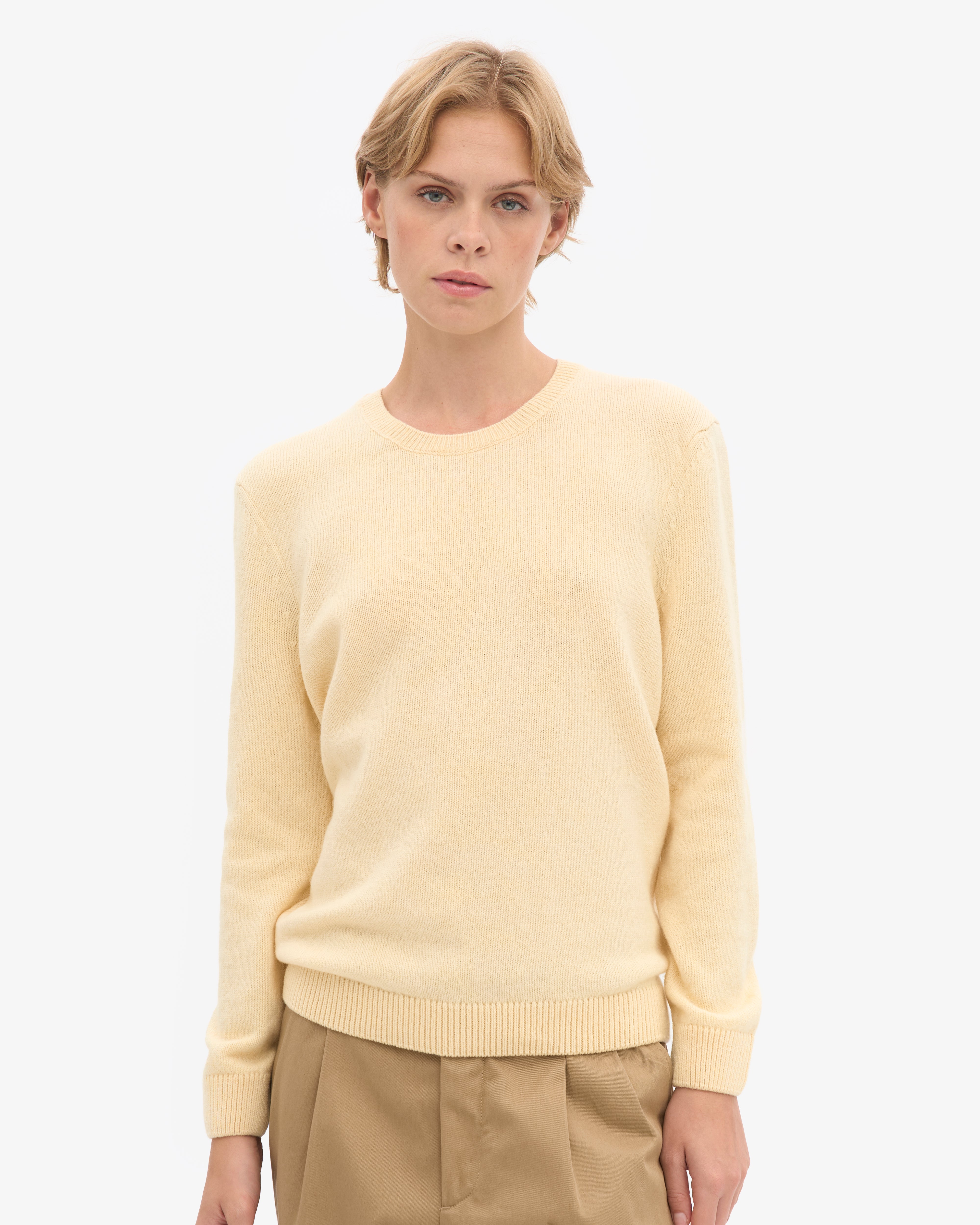 Women Classic Merino Wool Crew - Soft Yellow