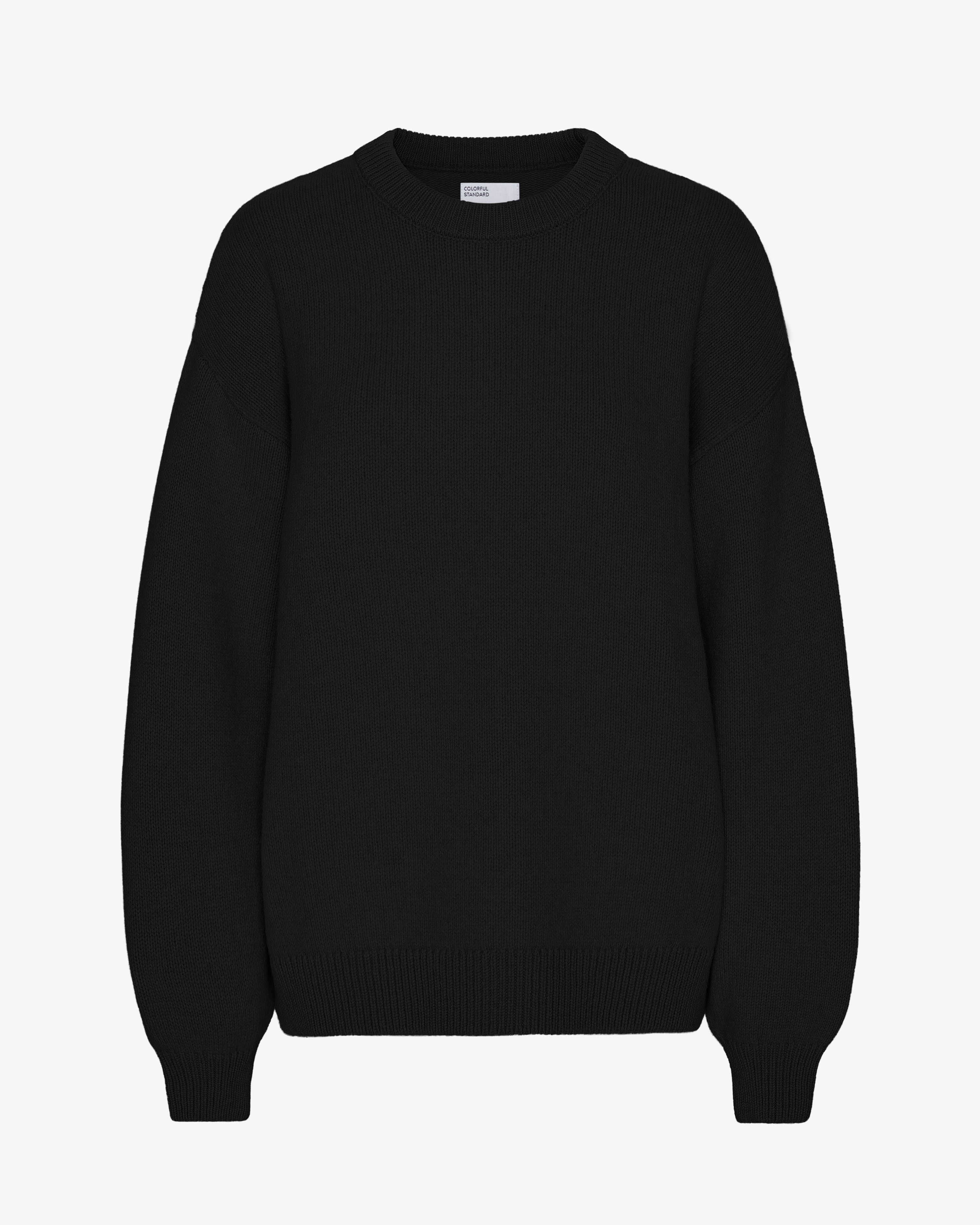 Oversized Merino Wool Crew - Deep Black