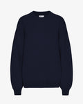 Oversized Merino Wool Crew - Navy Blue