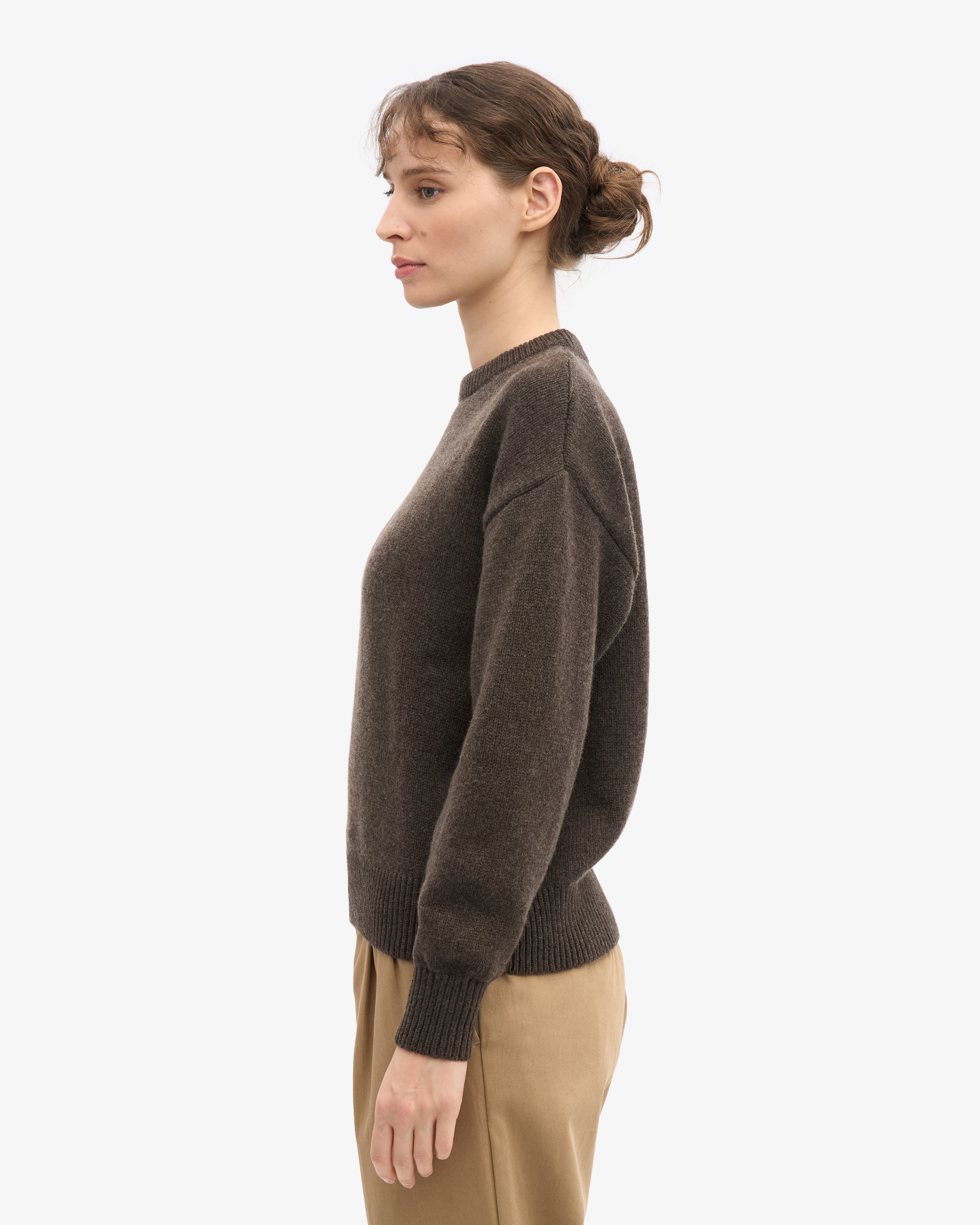 Oversized Merino Wool Crew - Coffee Brown