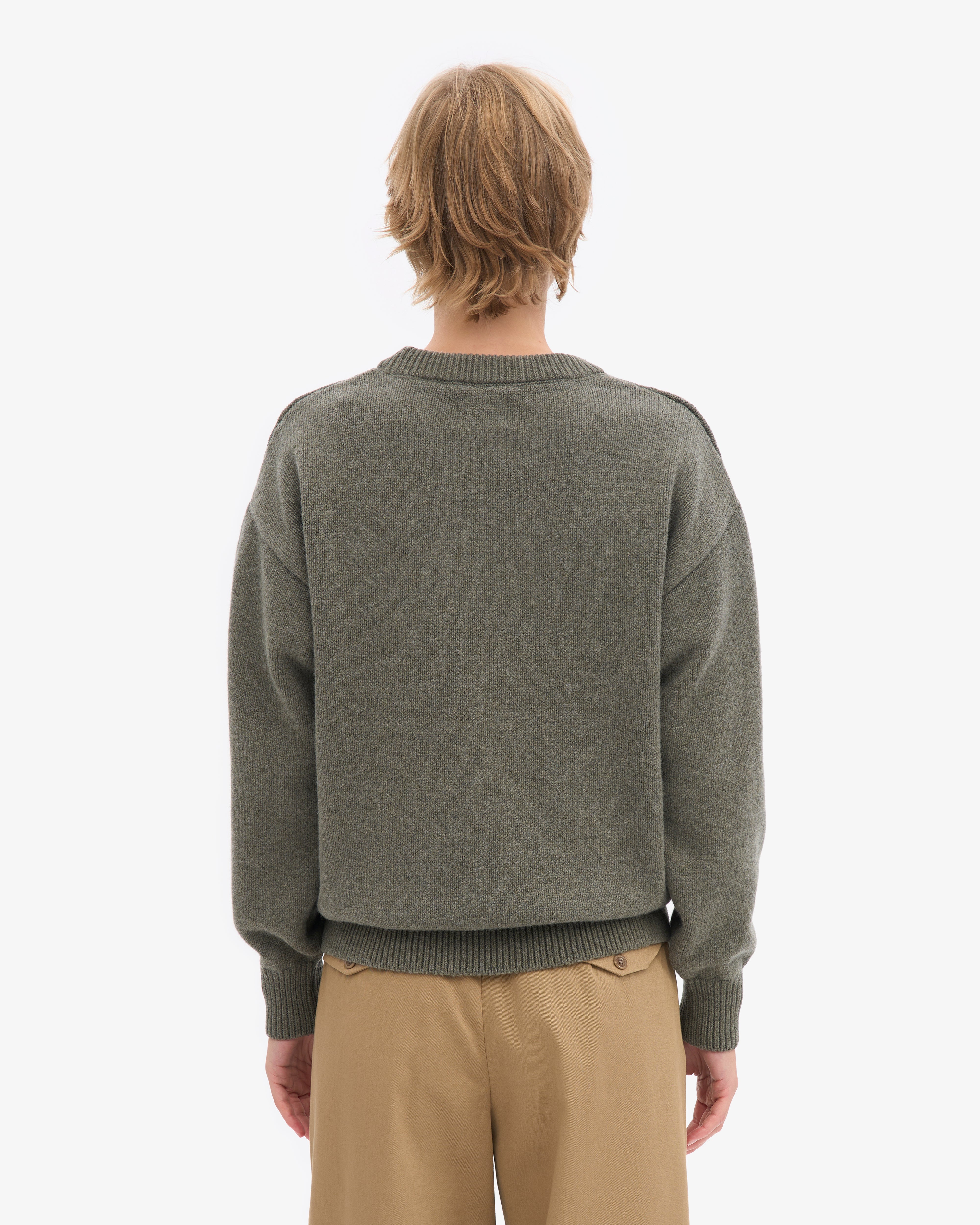 Oversized Merino Wool Crew - Dusty Olive