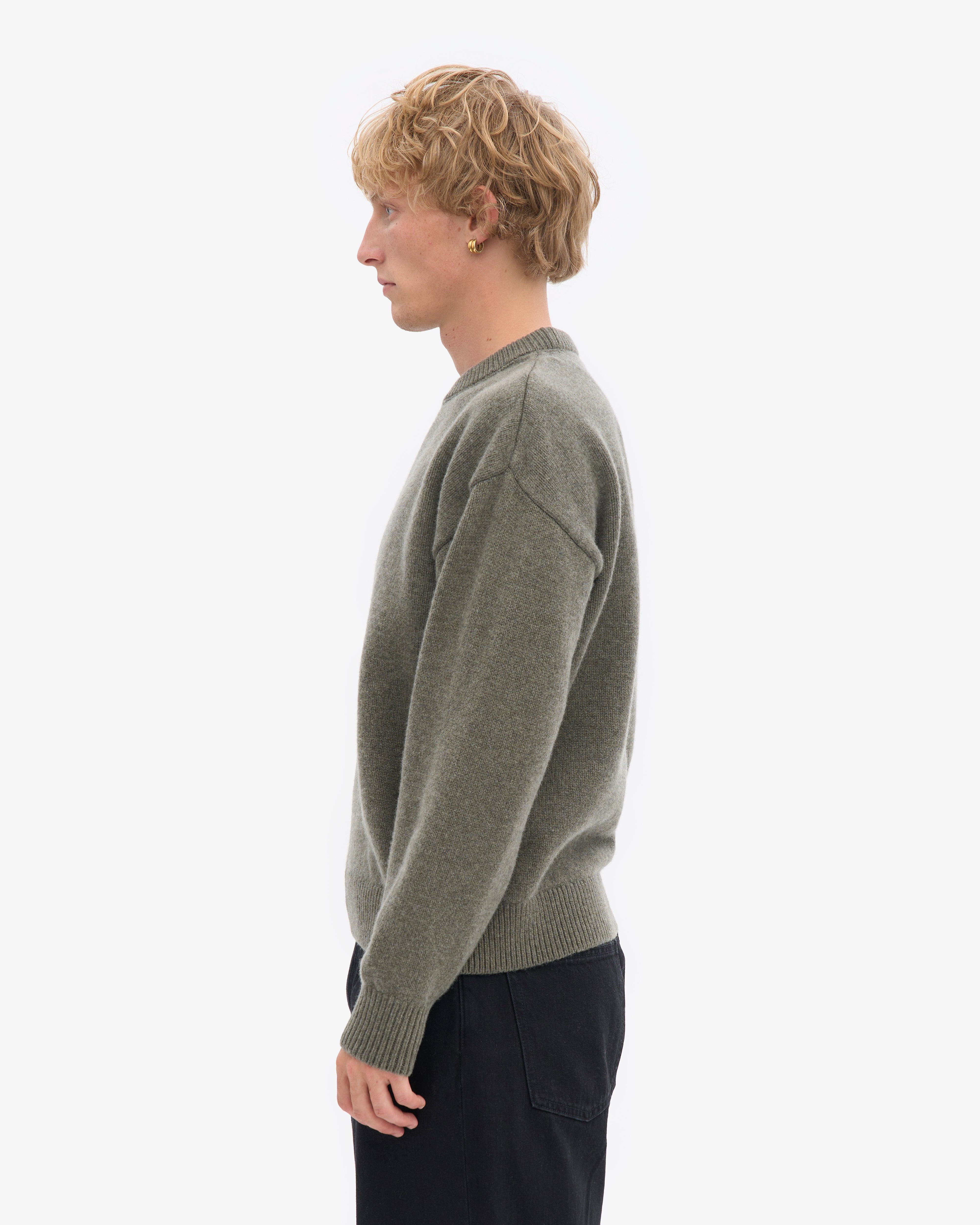 Oversized Merino Wool Crew - Dusty Olive