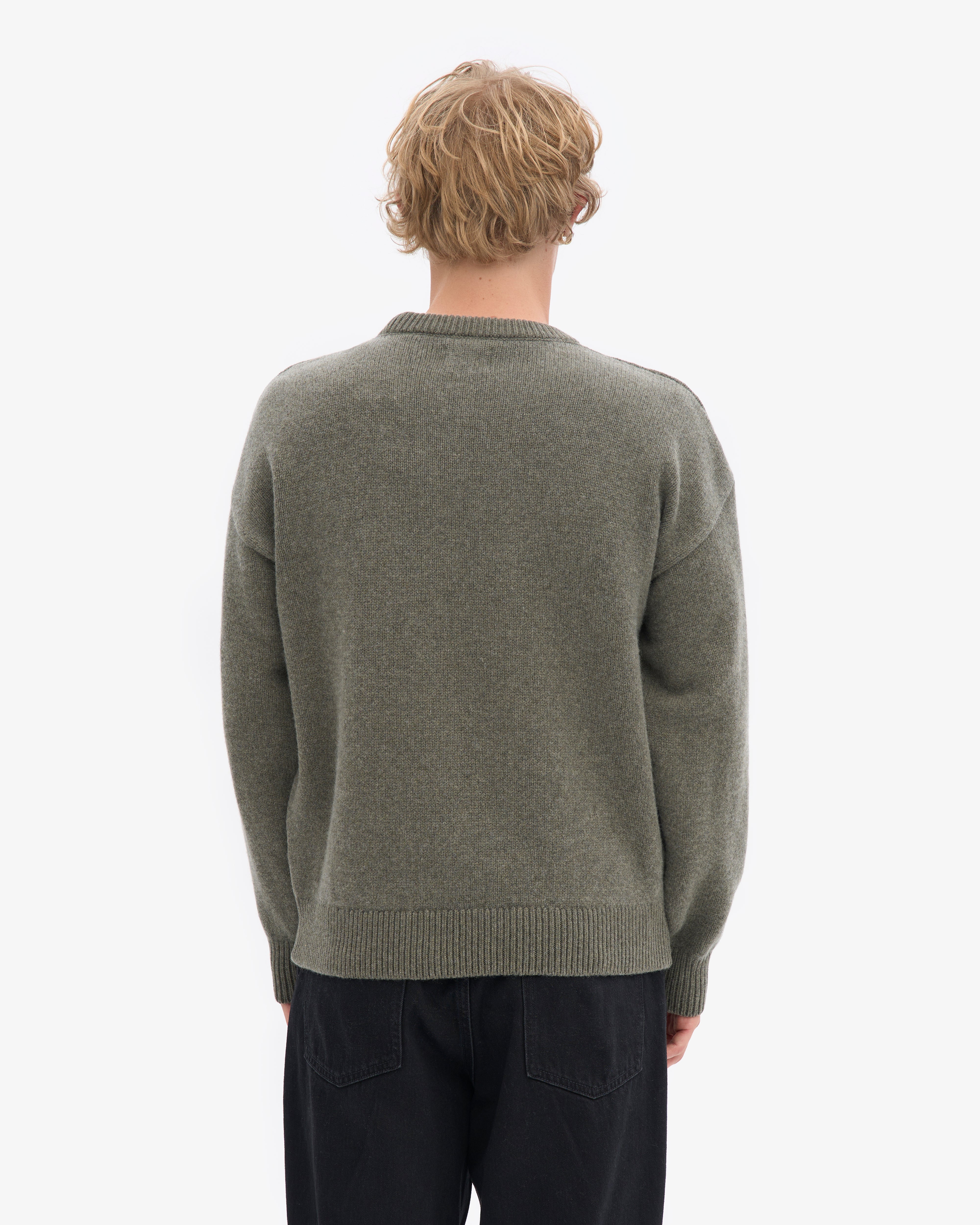 Oversized Merino Wool Crew - Dusty Olive