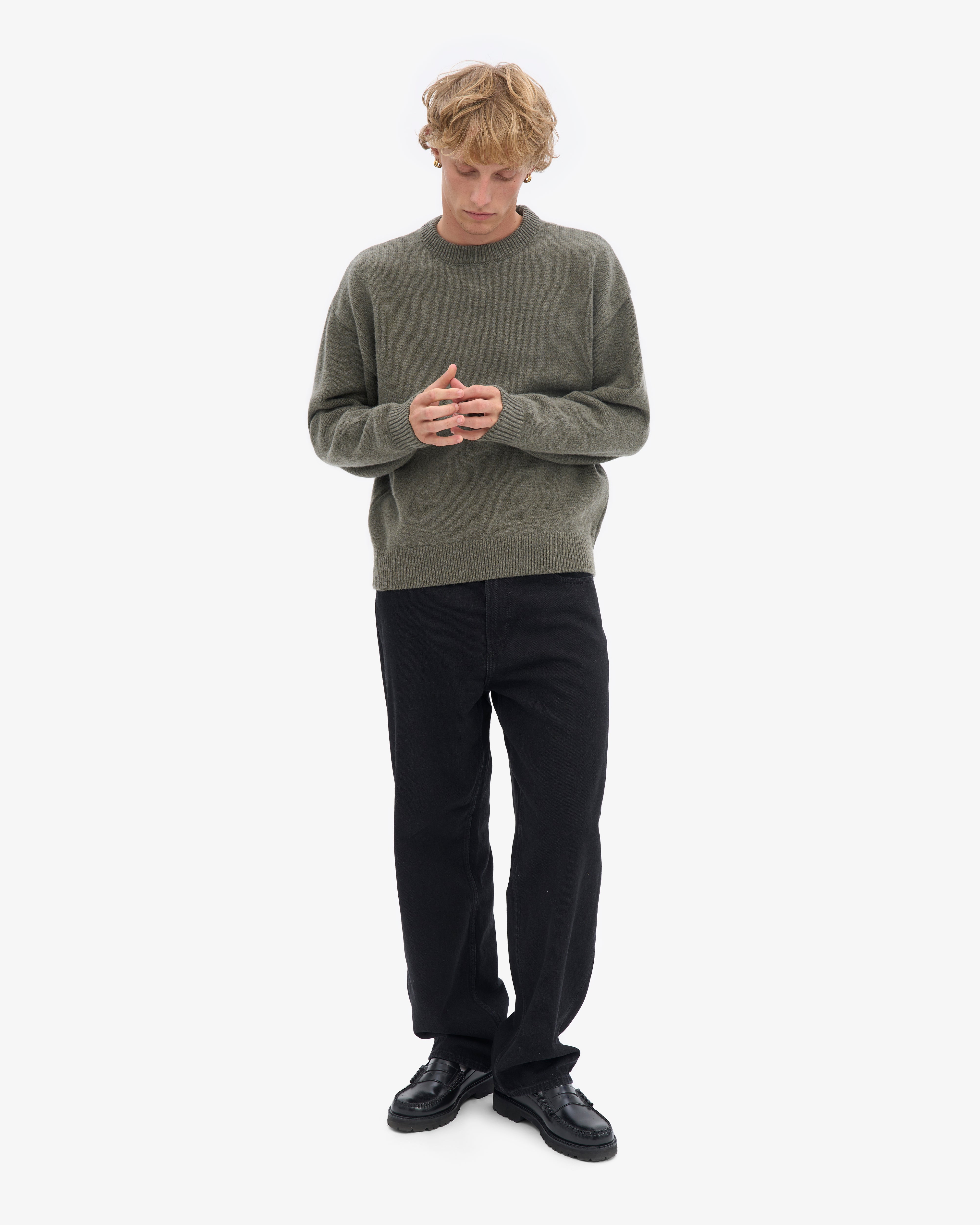 Oversized Merino Wool Crew - Dusty Olive