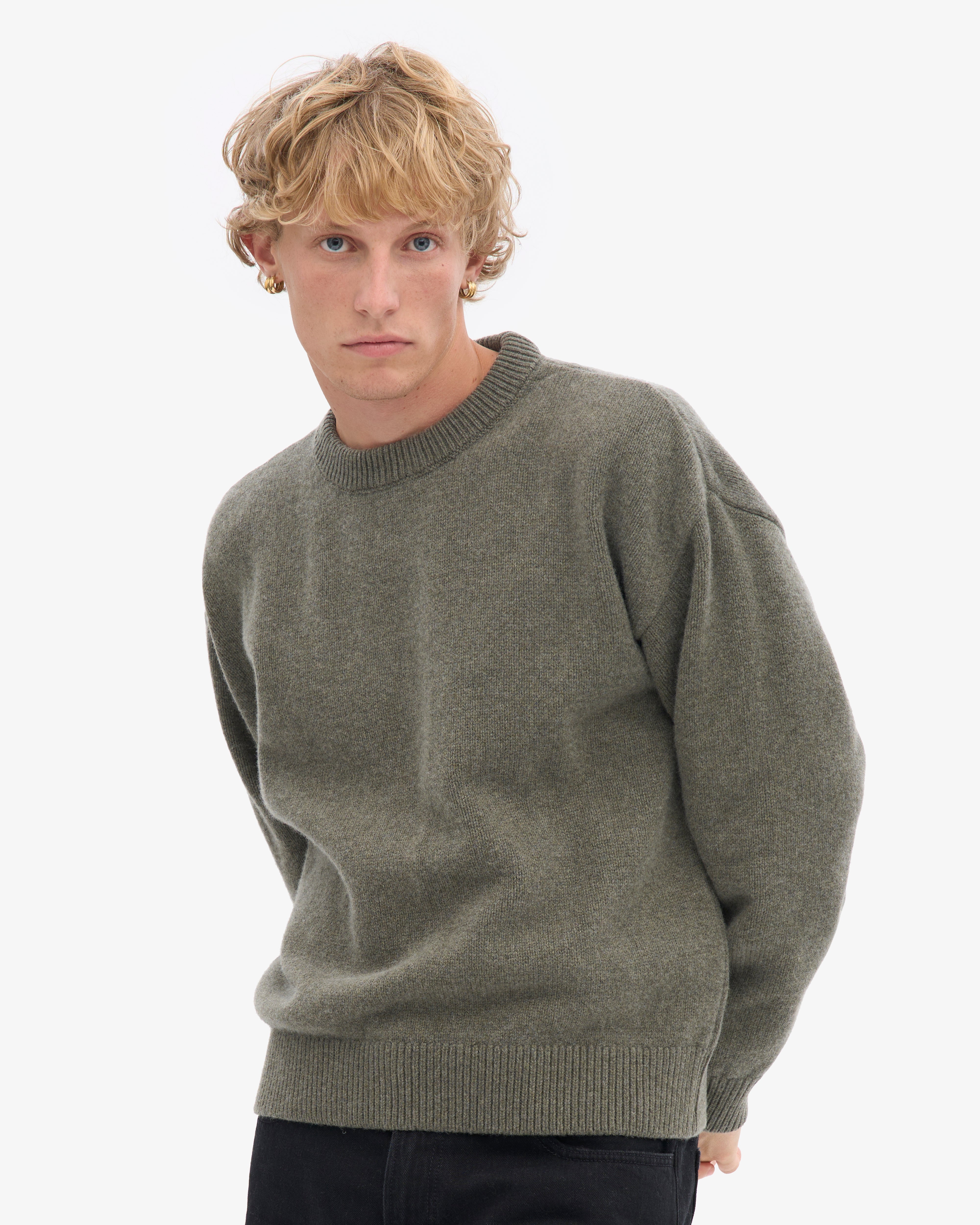Oversized Merino Wool Crew - Dusty Olive