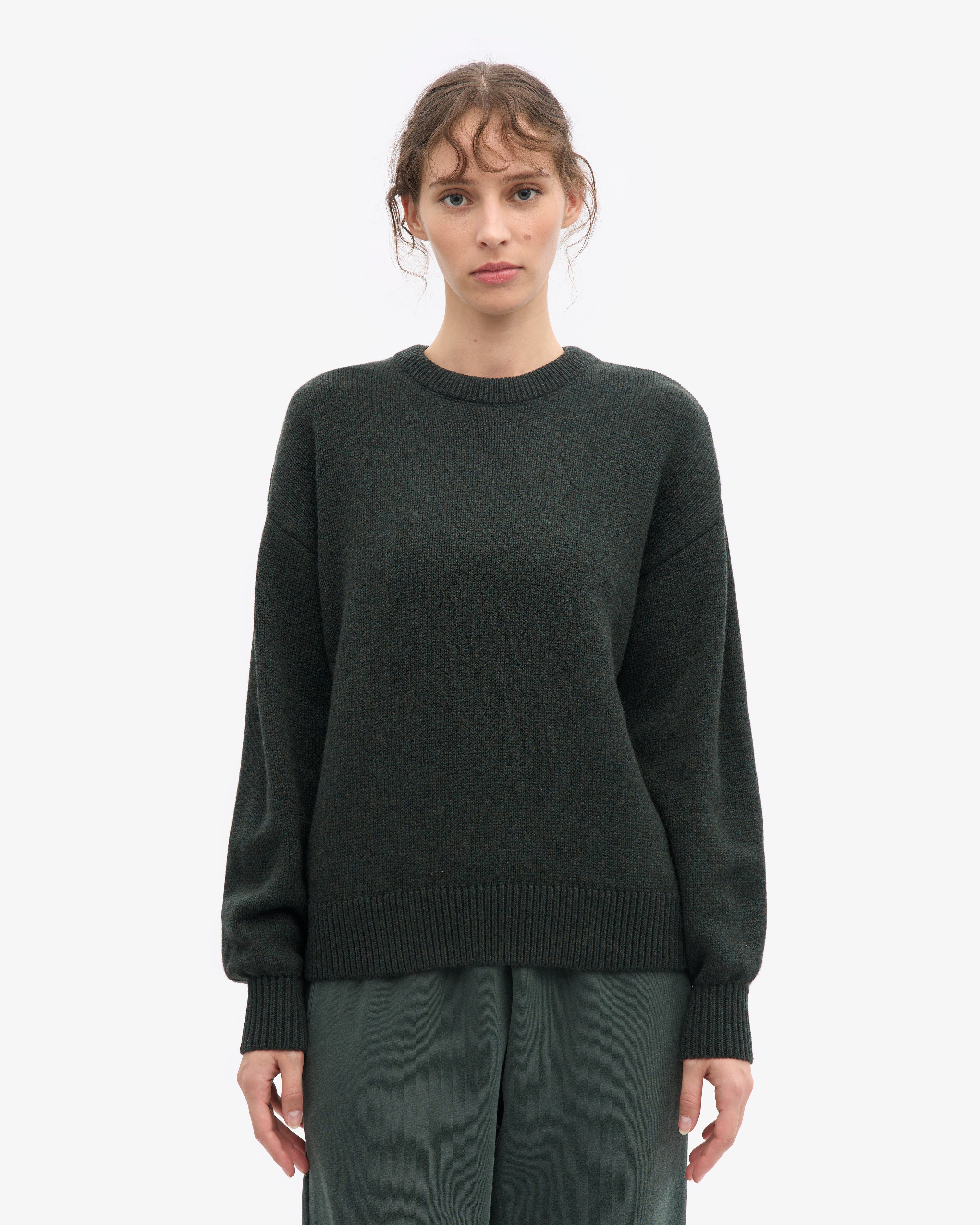 Oversized Merino Wool Crew - Hunter Green