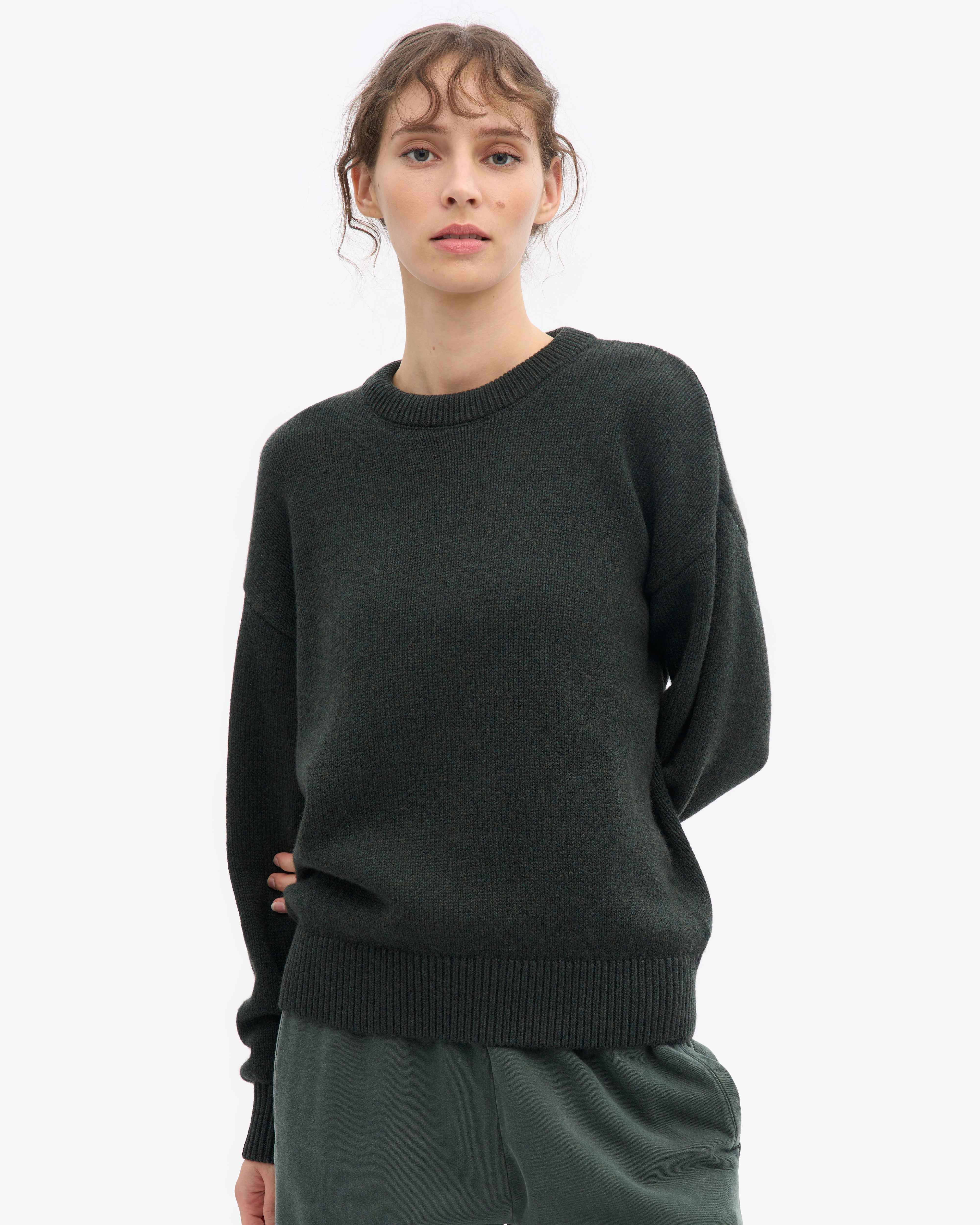 Oversized Merino Wool Crew - Hunter Green