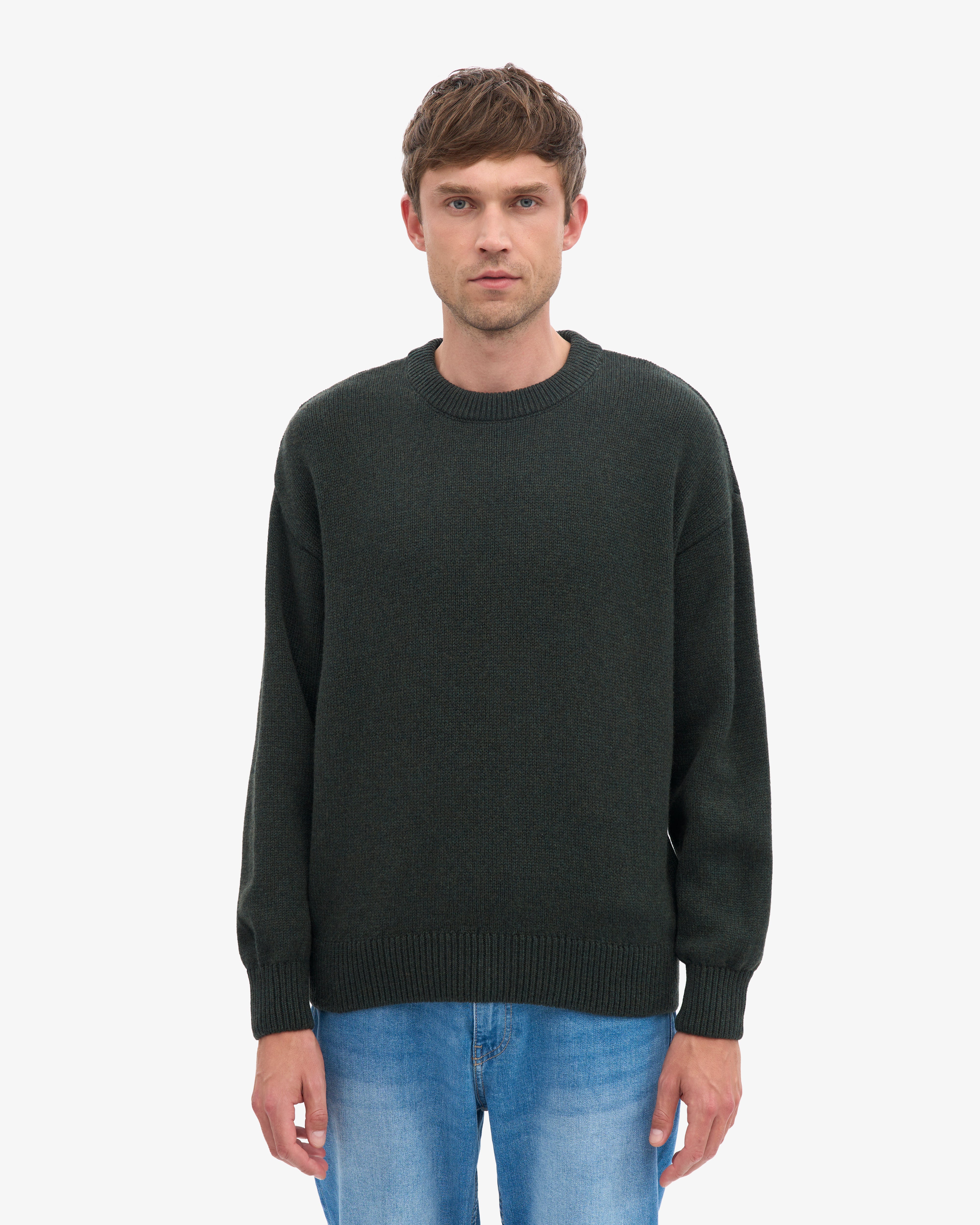 Oversized Merino Wool Crew - Hunter Green