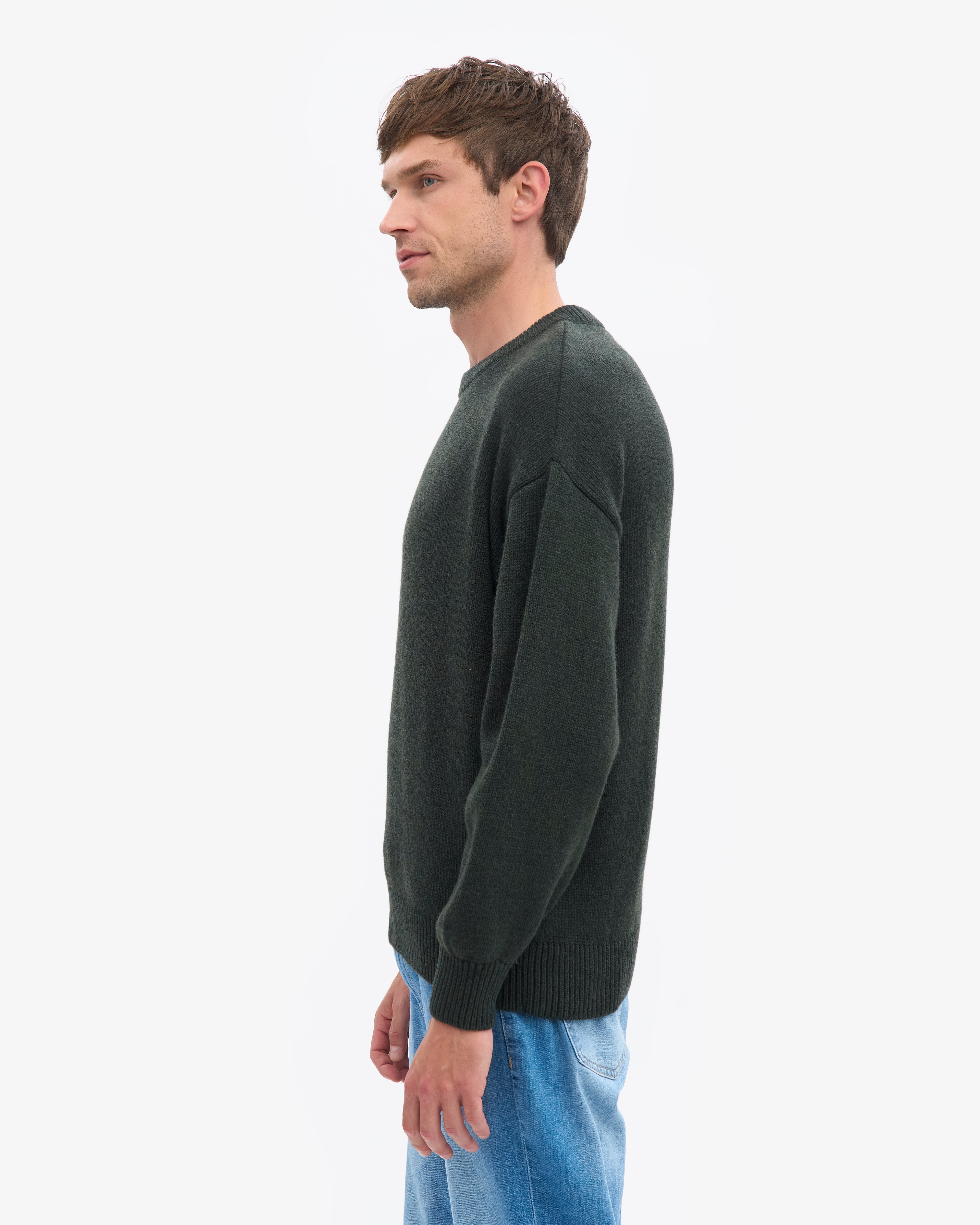 Oversized Merino Wool Crew - Hunter Green